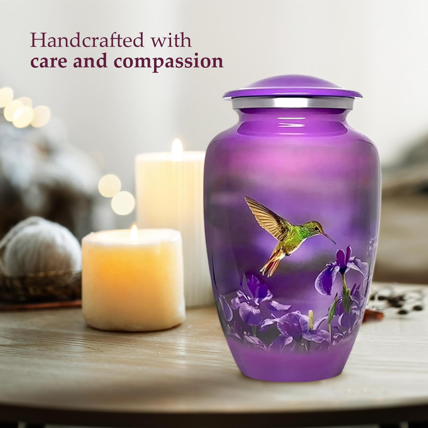 Trupoint Memorials Urns for Human Ashes Adult Female and Male, Decorative Burial Urn, Funeral Cremation Urns for Women and Men - Large Hummingbird