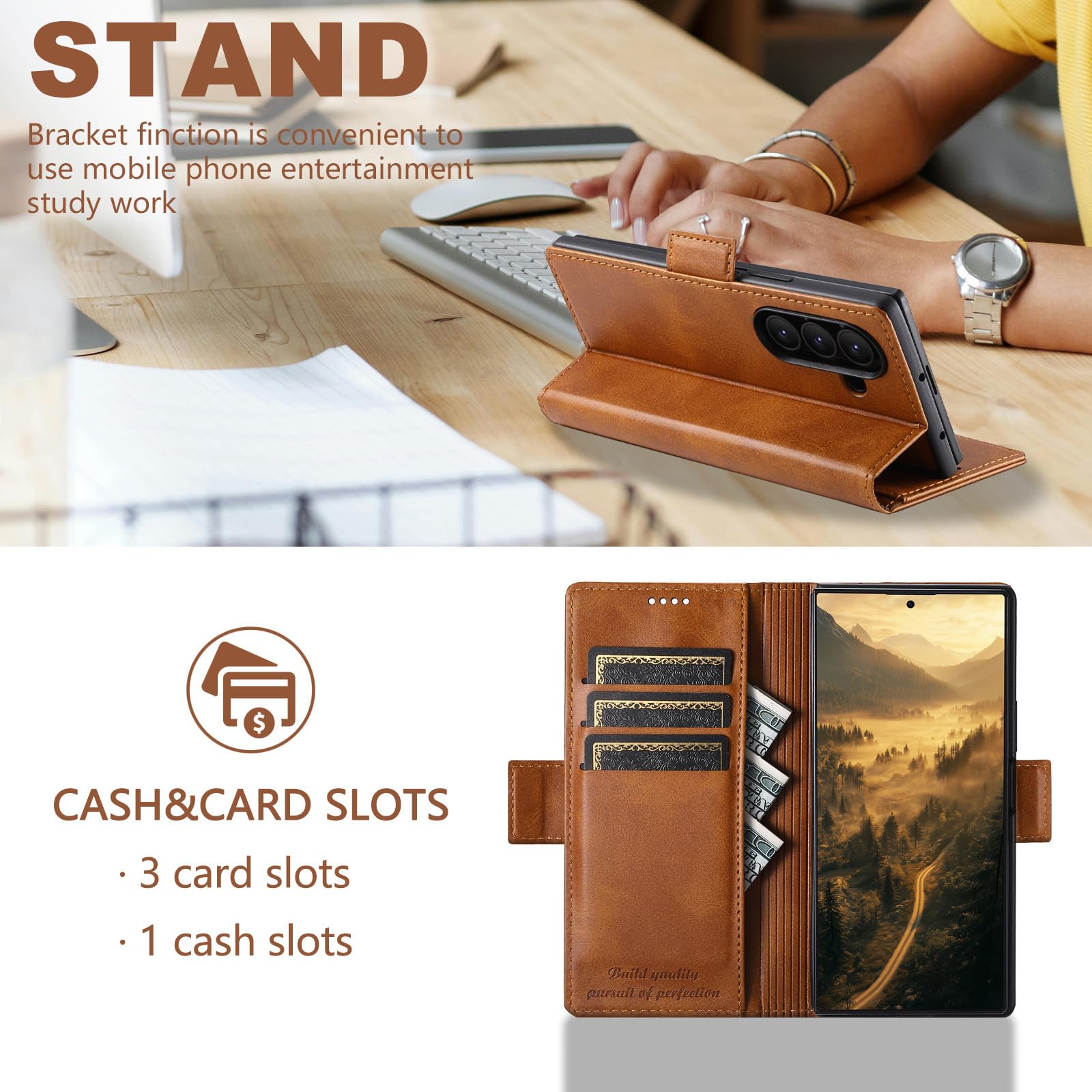 Portafoglio Cover per Samsung Galaxy Z Fold 8 Ultra, Chiusura Magnetica | D'epoca Affari Ribaltabile Pelle Protezione Custodia con Porta Carte Funzione Supporto Caso,Nero,Fold 8 Ultra