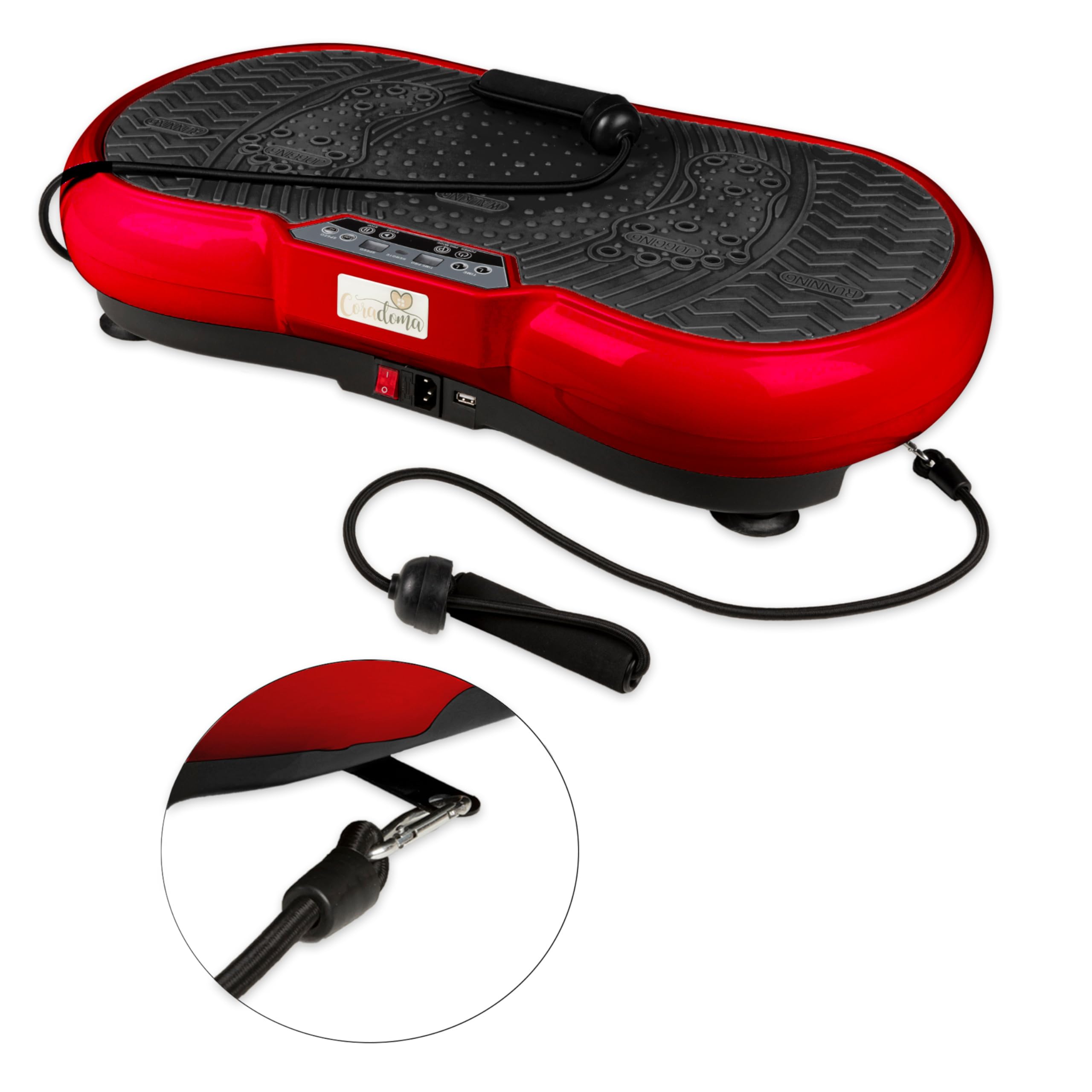 Vibrationsplatte mit Power Dehnbändern und Bluetooth Vibrationsboard Fitness und Sport zum Abnehmen für Zuhause Ultra Slim Rüttelplatte Training Vibrationsgerät Oszillation