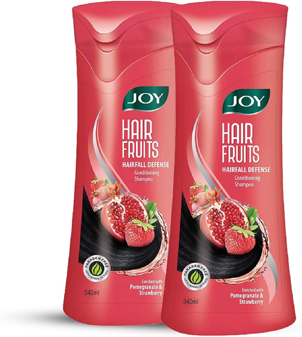 Joy Hair Fruits Hairfall Defense Conditioning Shampoo Enriched with Pomegranate & Strawberry (2 X 340ml)