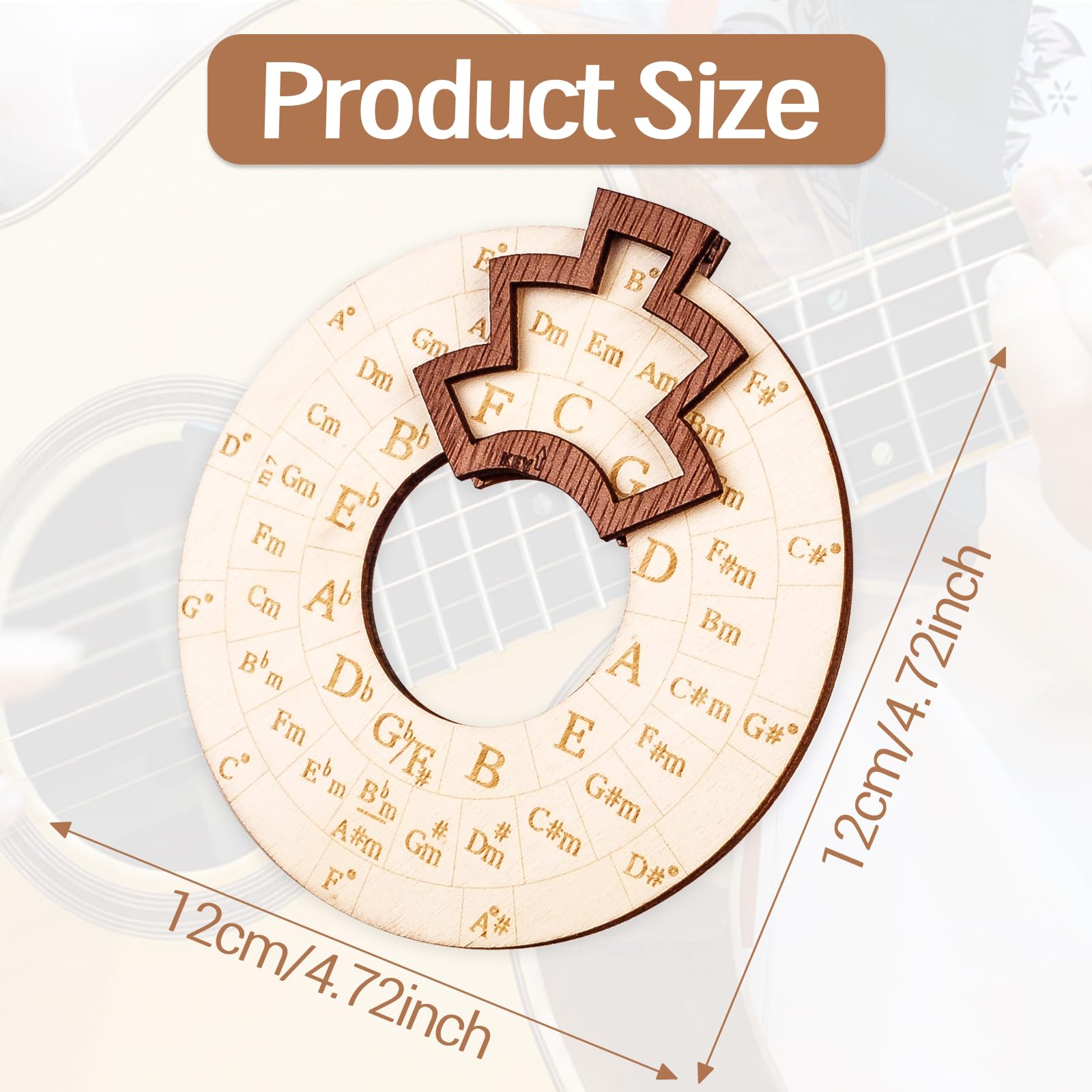 Guitar Circles of Fifths Wheel | Metal Melody Tool with Wooden Base | Melody Chords Wheel