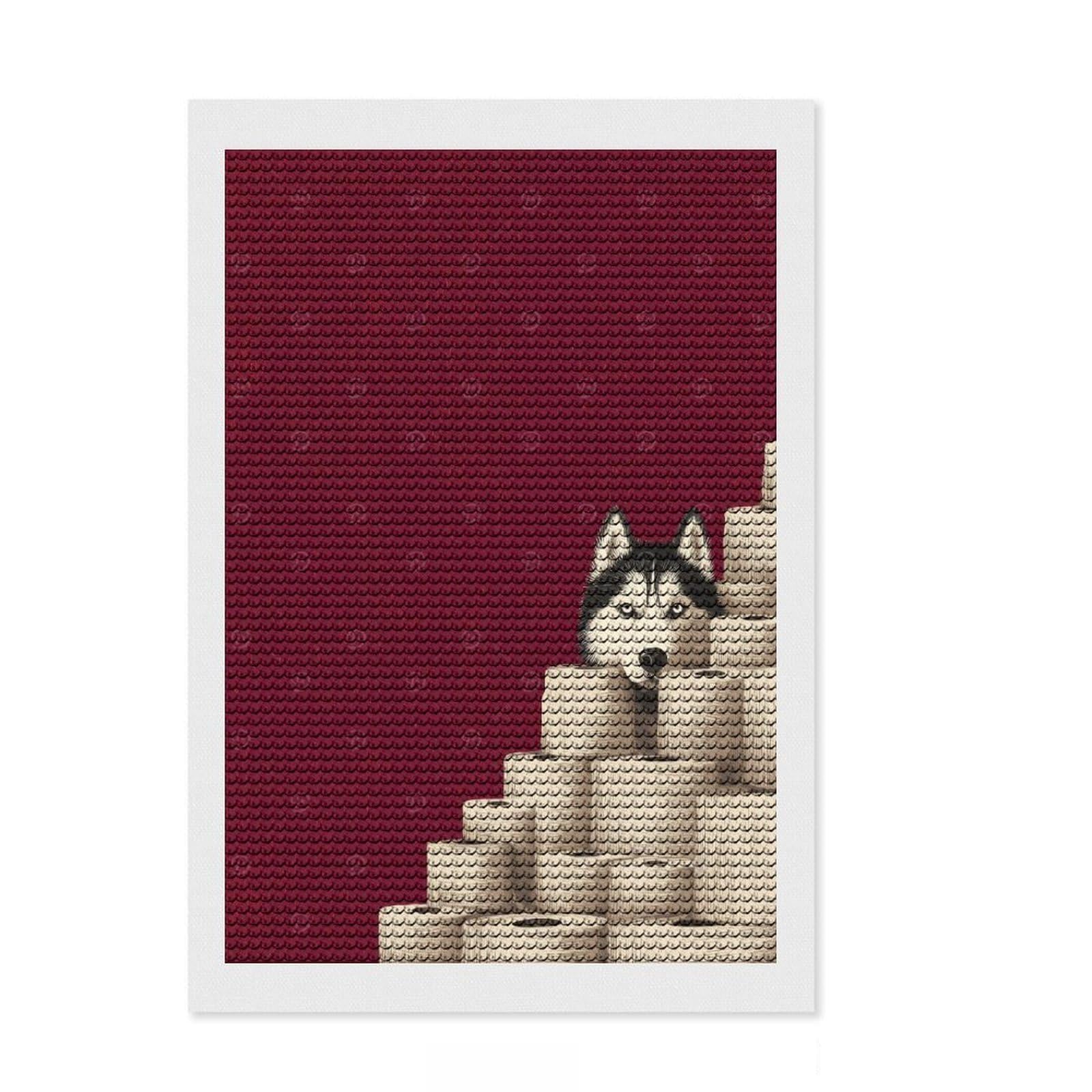 Junmoney Husky and Toilet Paper Mountain Husky Bathroom Decor Diamond Painting Set 8"x12", Relaxing DIY Hobby, Farmhouse Decor, for Creative Relaxation, Birthday Gift