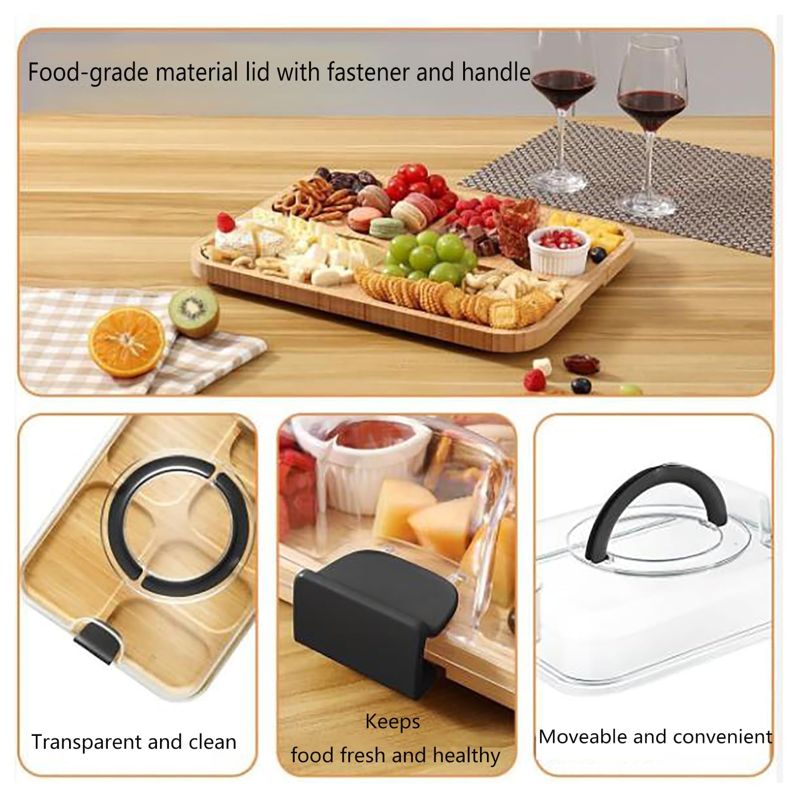 Tablas Para Embutidos (35,5 × 27,9 Cm), Bandeja De Madera Para Embutidos, 6 Compartimentos, Tabla De Cortar/almacenamiento, Para Embutidos Y Aperitivos En La Cocina.,A