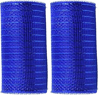 2 Rolls Royal Blue Mesh Ribbon for Wreath Crafts, 6 Inch x 30FT Per Roll Metallic Foil Deco Mesh Rolls Decorative Mesh Fabric for Patriotic Christmas Tree Wreath Garland Swag Party Decor