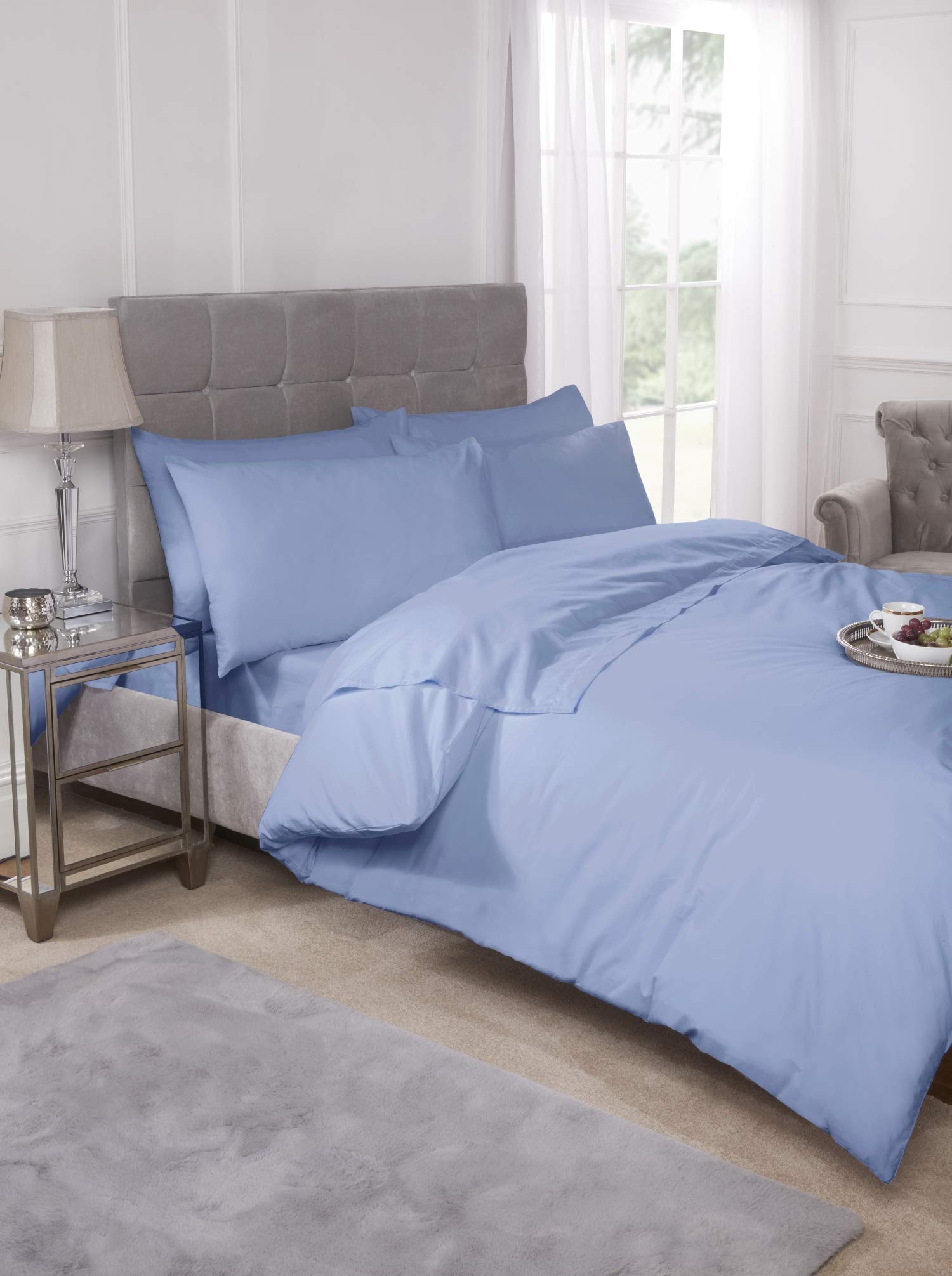 Emma Barclay 180 Thread Count Percale Fitted Sheet in Blue - Single Bed