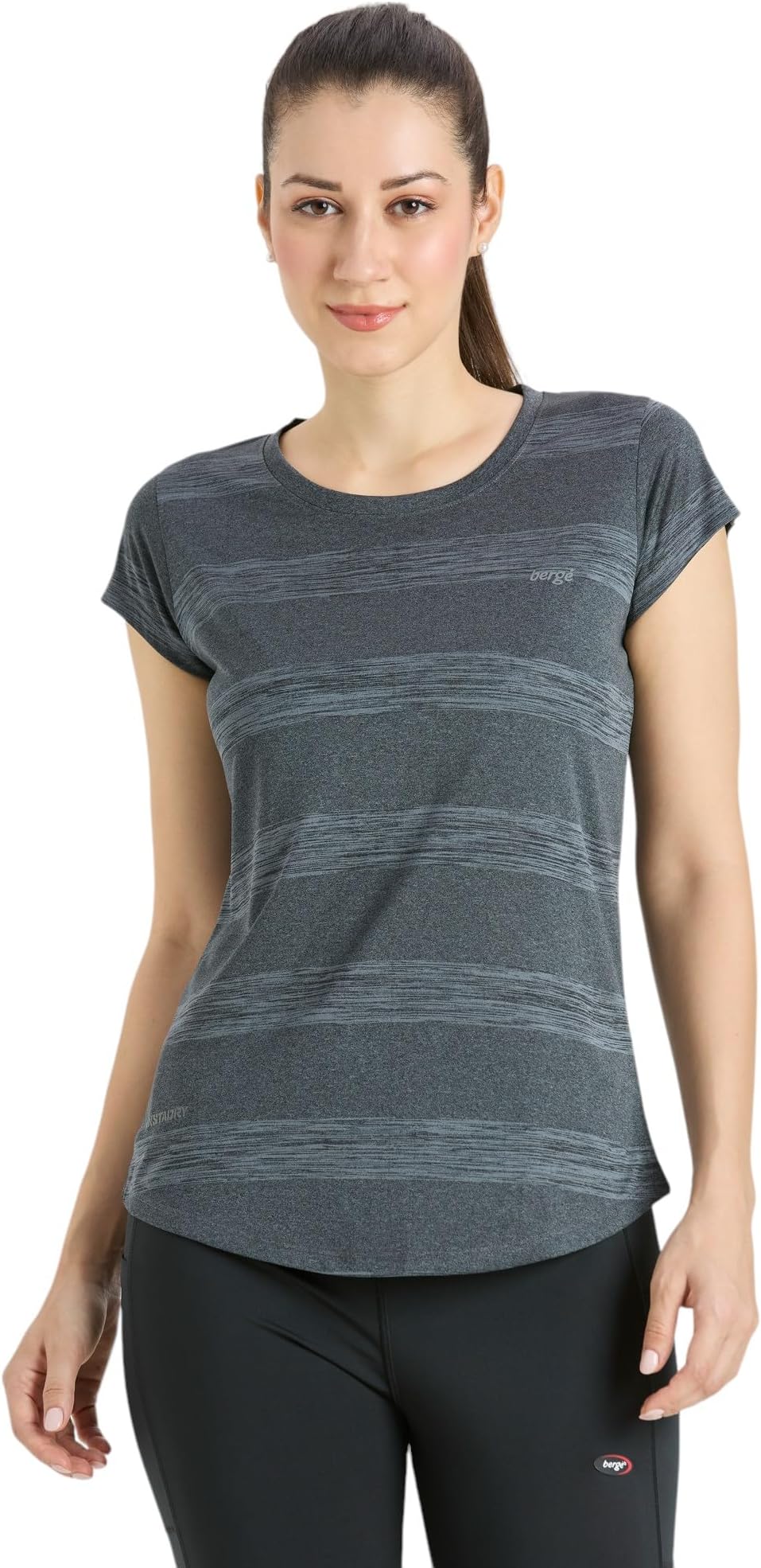 - Women's activewear stripe t-shirt| Instadry® | Polyester | Quick Drying | Breathable Fabric |Gym Tees | Workout Tops | Sports | Fitness |Slim Fit| Athleisure | Half Sleeve T-shirt | Lightweight