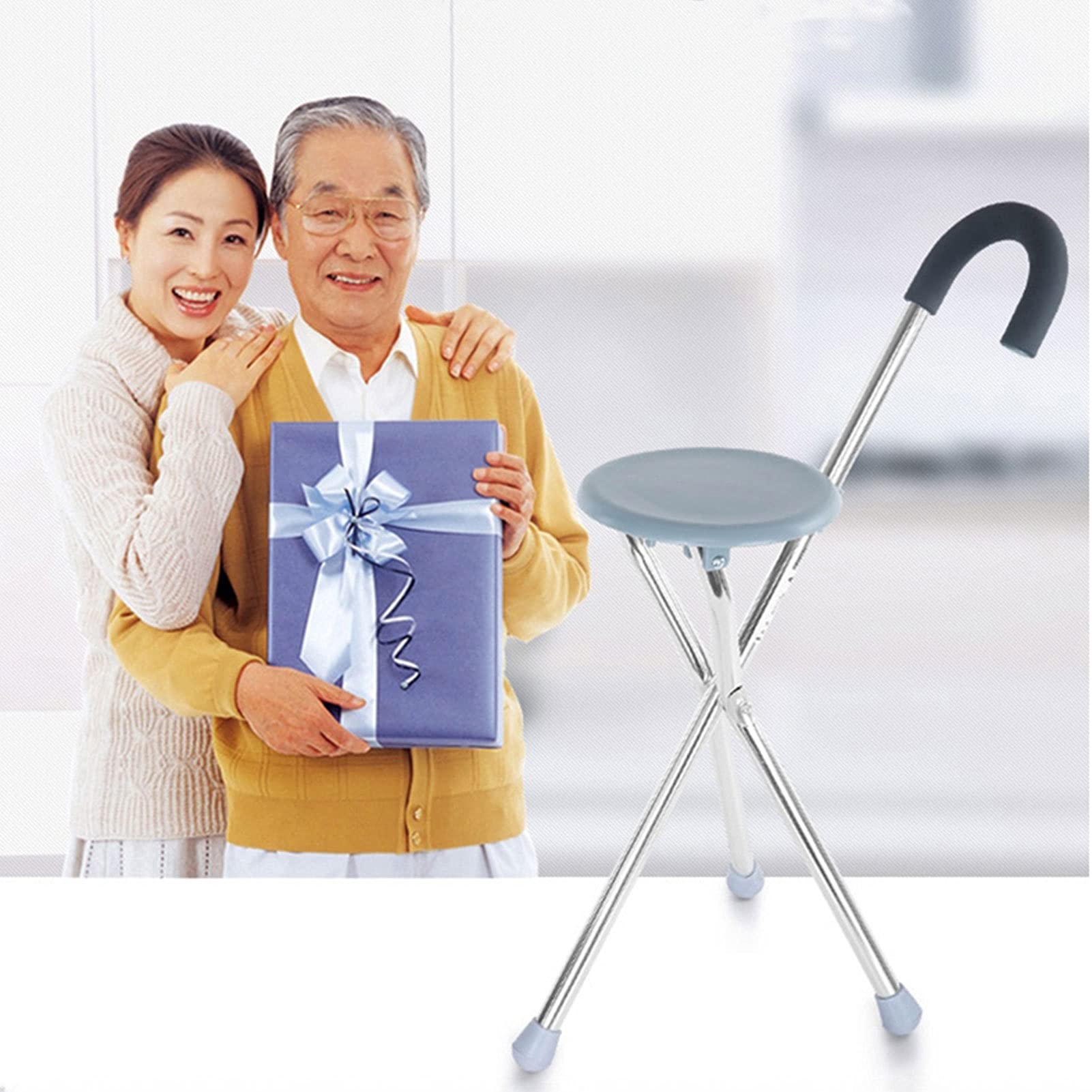 Muestra de Aluminio multifunción con Asiento de Silla con Asiento para Caminar, Bastones de Taburete de muleta para Ancianos, Personas Mayores y discapacitados, Bastones livianos