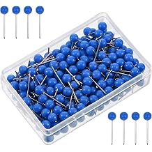 200 PCS Blue Push Pins for Map, Small Round Head Map Pins for Travel Map, 1/8 in Bluethumb Tacks for Travel Picture Photo Bulletin Board Wall DIY Craft School Office Home