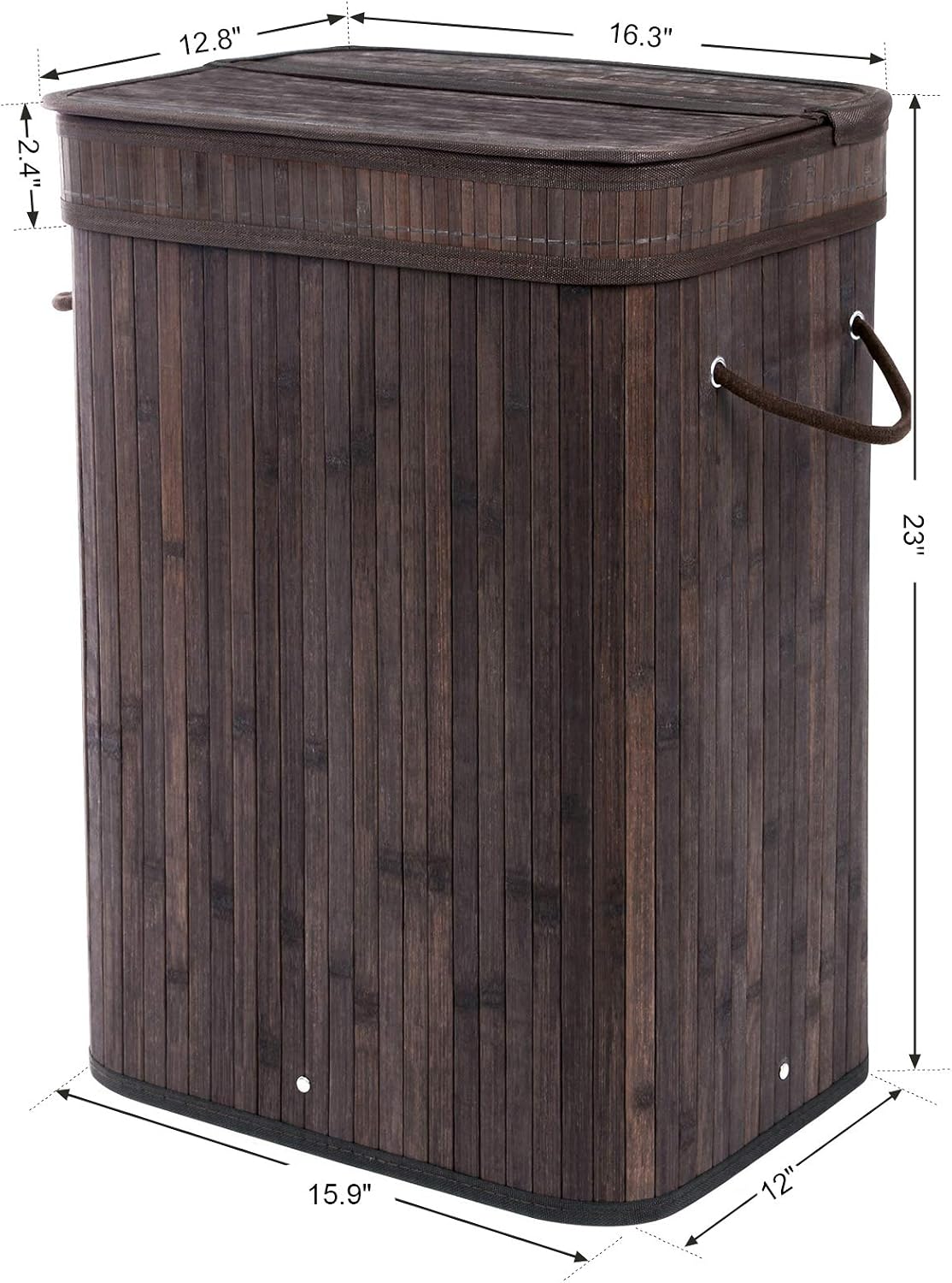 SONGMICS Bamboo Laundry Hamper Storage Basket Foldable Dirty Clothes Hamper with Lid Handles and Removable Liner Rectangular Dark Brown ULCB10B
