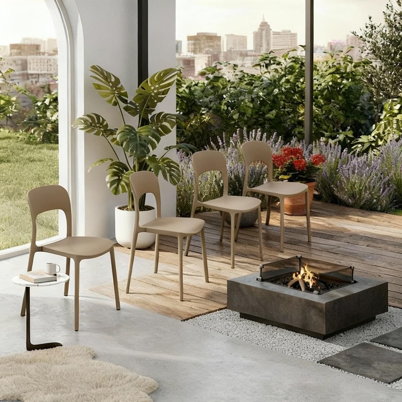 Arreditaly Set 4 Sedie Da Giardino In Polipropilene Impilabili Leggere E Resistenti Ideali Per Esterni Terrazze Giardini Bar Dehors Ristoranti 41 x 82,5 x 52 cm (Tortora)