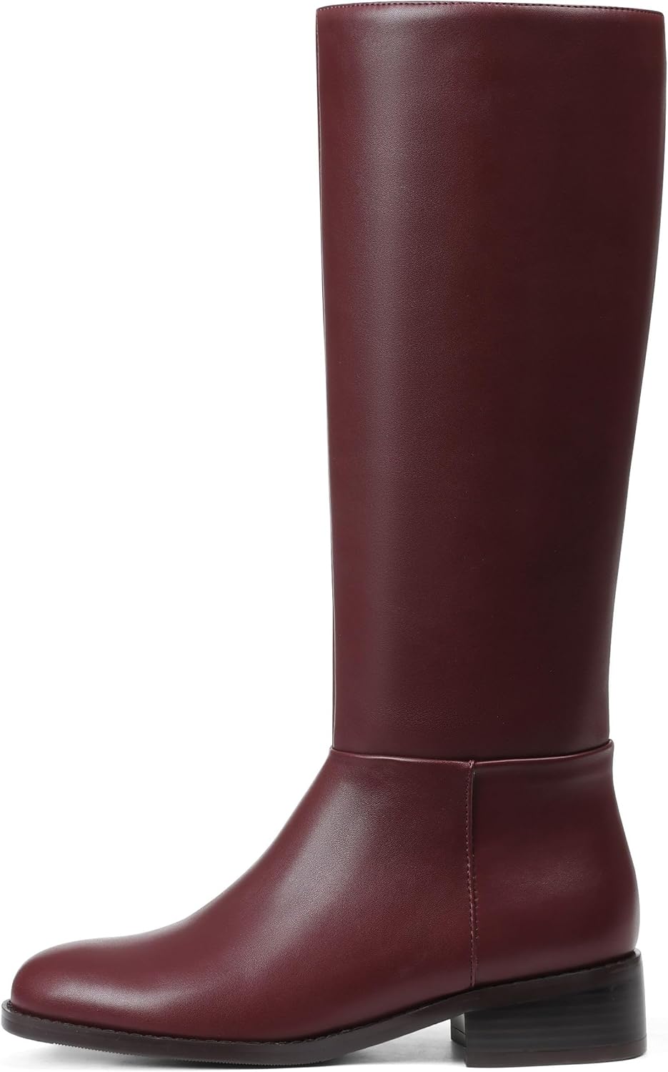Mattiventon Knee High Boots Women Fashion Long Tall Boots with Round Toe Low Heel Side Zip Stretch Riding Boot for Fall Winter