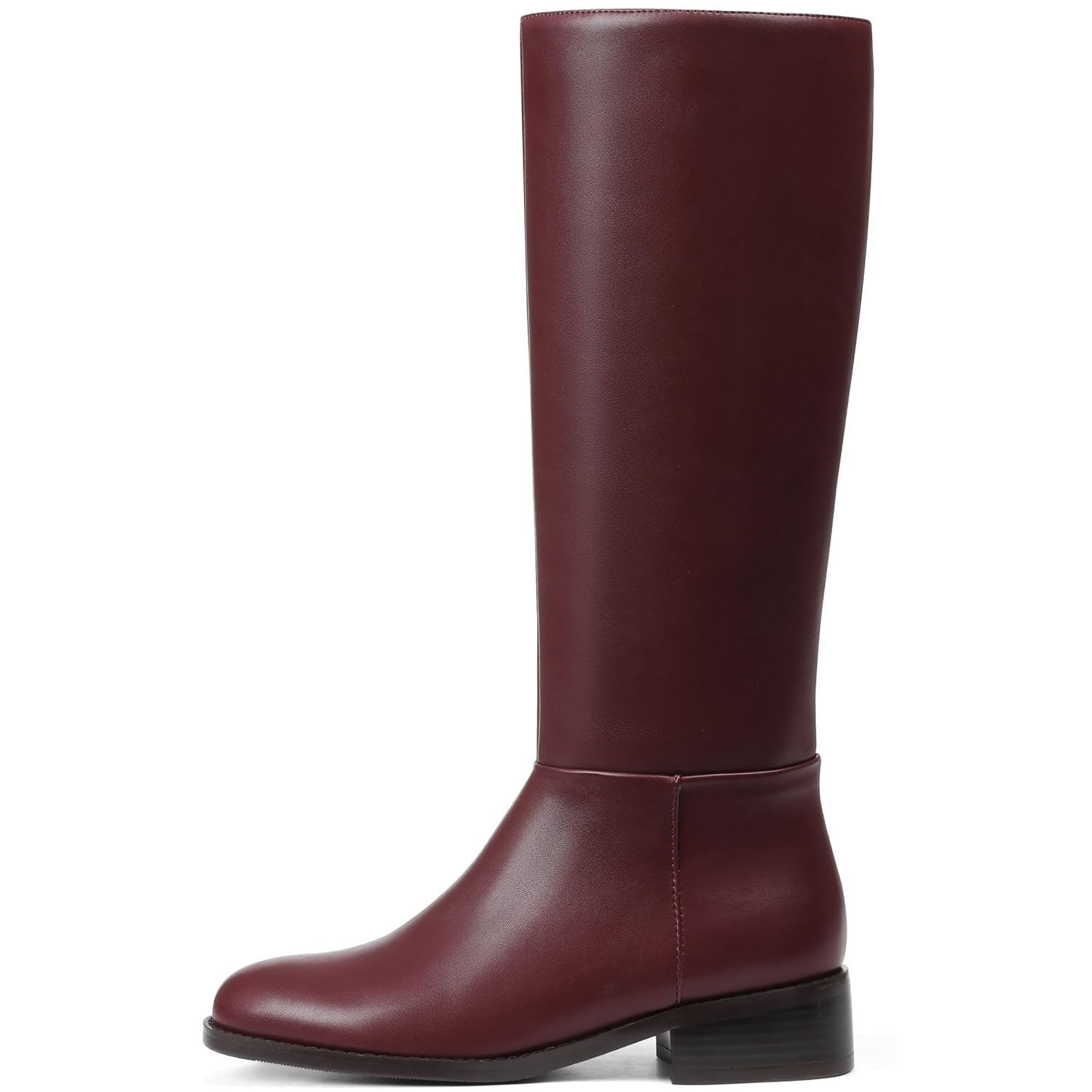 Mattiventon Knee High Boots Women Fashion Long Tall Boots with Round Toe Low Heel Side Zip Stretch Riding