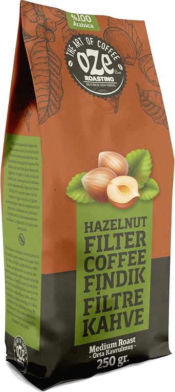 Ozeline Hazelnut Flavored Filter Coffee 250g Ground – Intensive Hazelnut Flavor for – Moka Pot