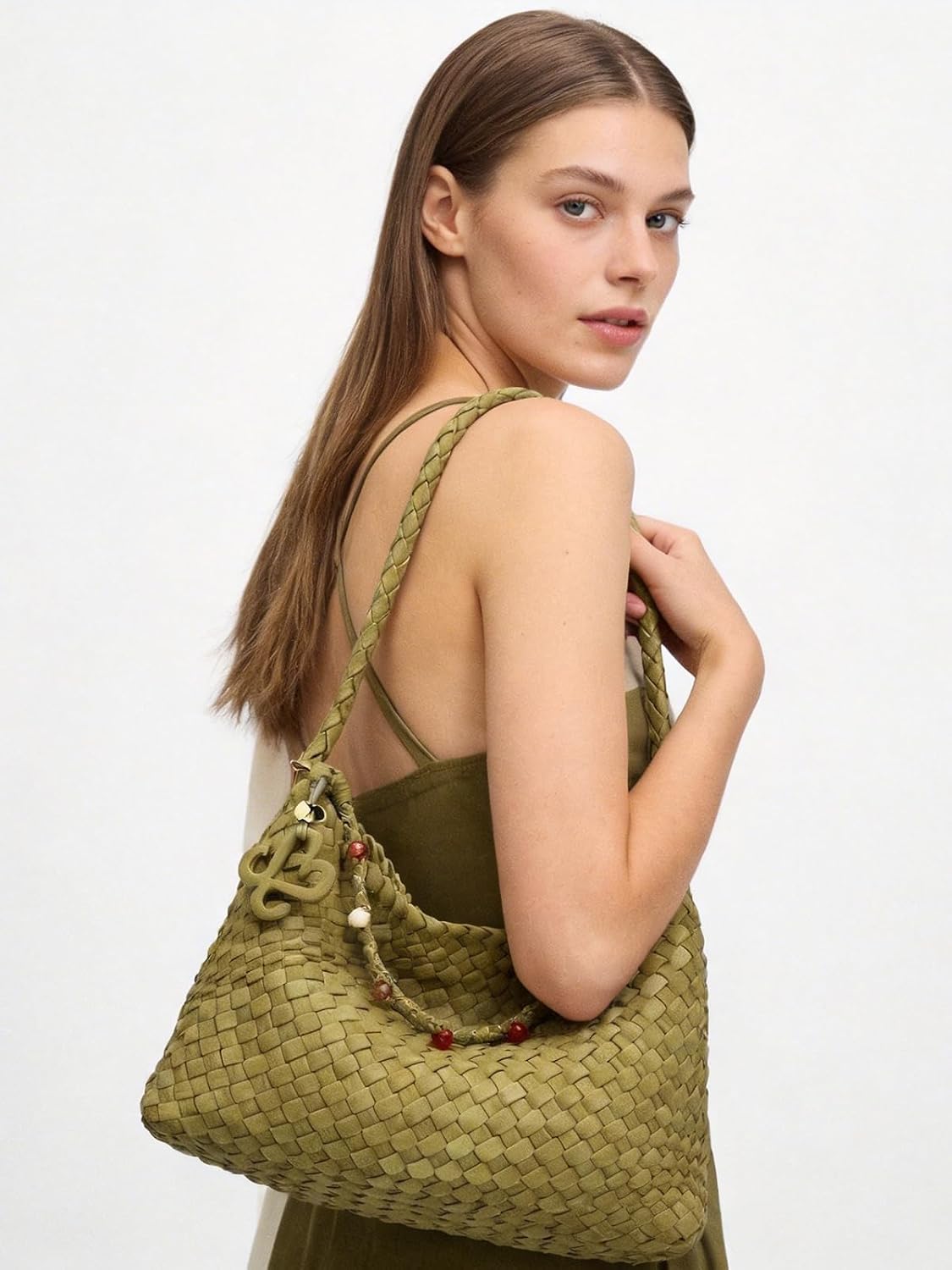 Shoulder Bag for Women,woven tote bag,Fashion Suede hobo bags with Purse,Handmade daily commuting use