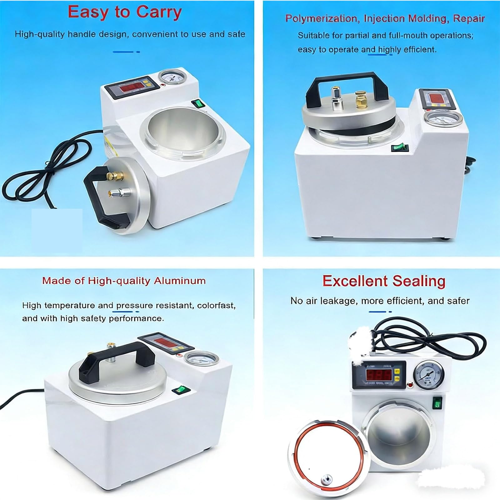 65-W-Drucktopf mit Luftpumpe – Automatischer digitaler Polymerisator für die Reparatur von Prothesenbasen, effiziente Ausrüstung für zahntechnische Labore