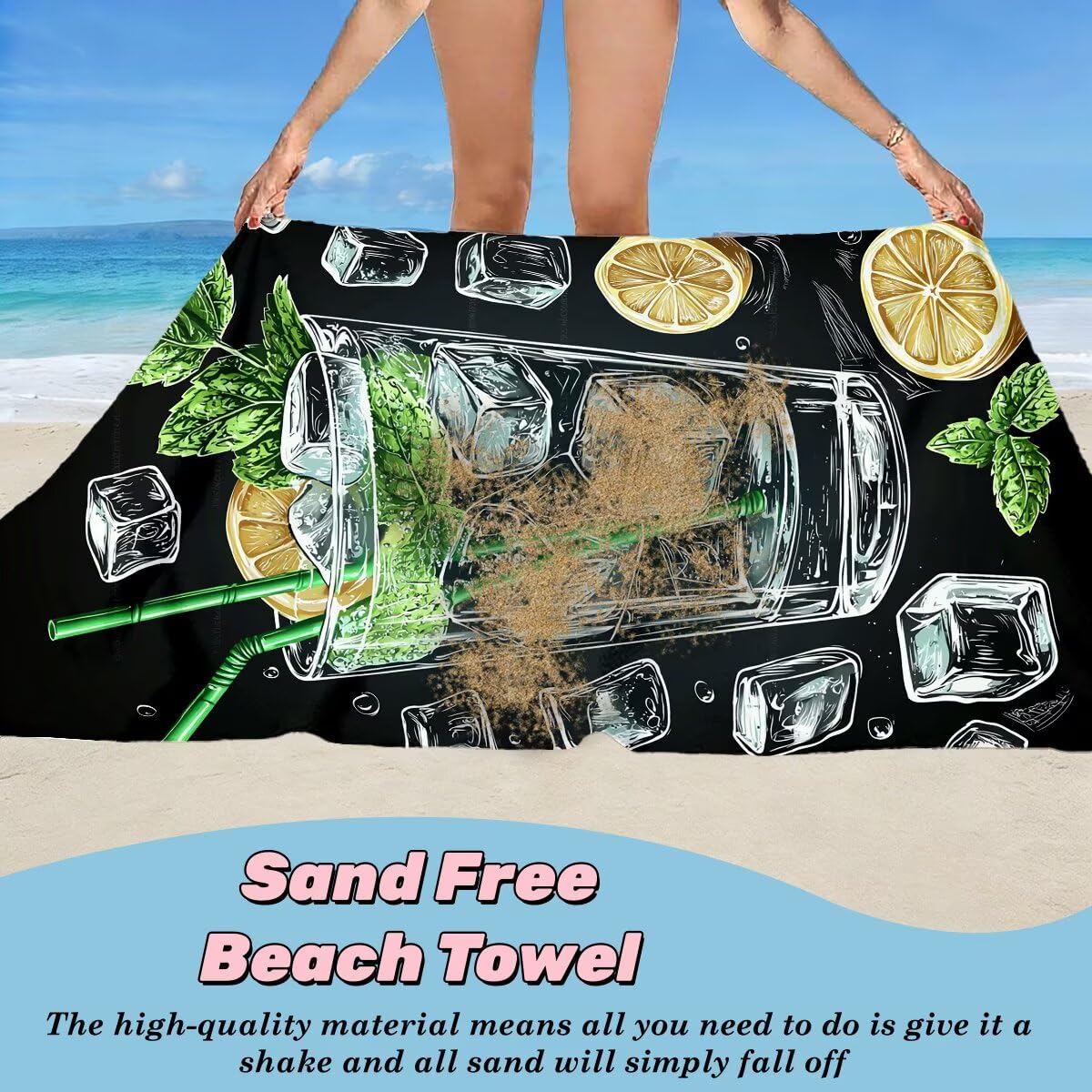 Juego de 2 Toalla Playa Grande 80x160 cm, Secado Rapido Toalla Microfibra Gimnasio, Antiarena Toallas de Playa Cóctel, Grande Ligera Compacta Toallas Microfibra Mujer Hombre para Viaje Piscina -5060