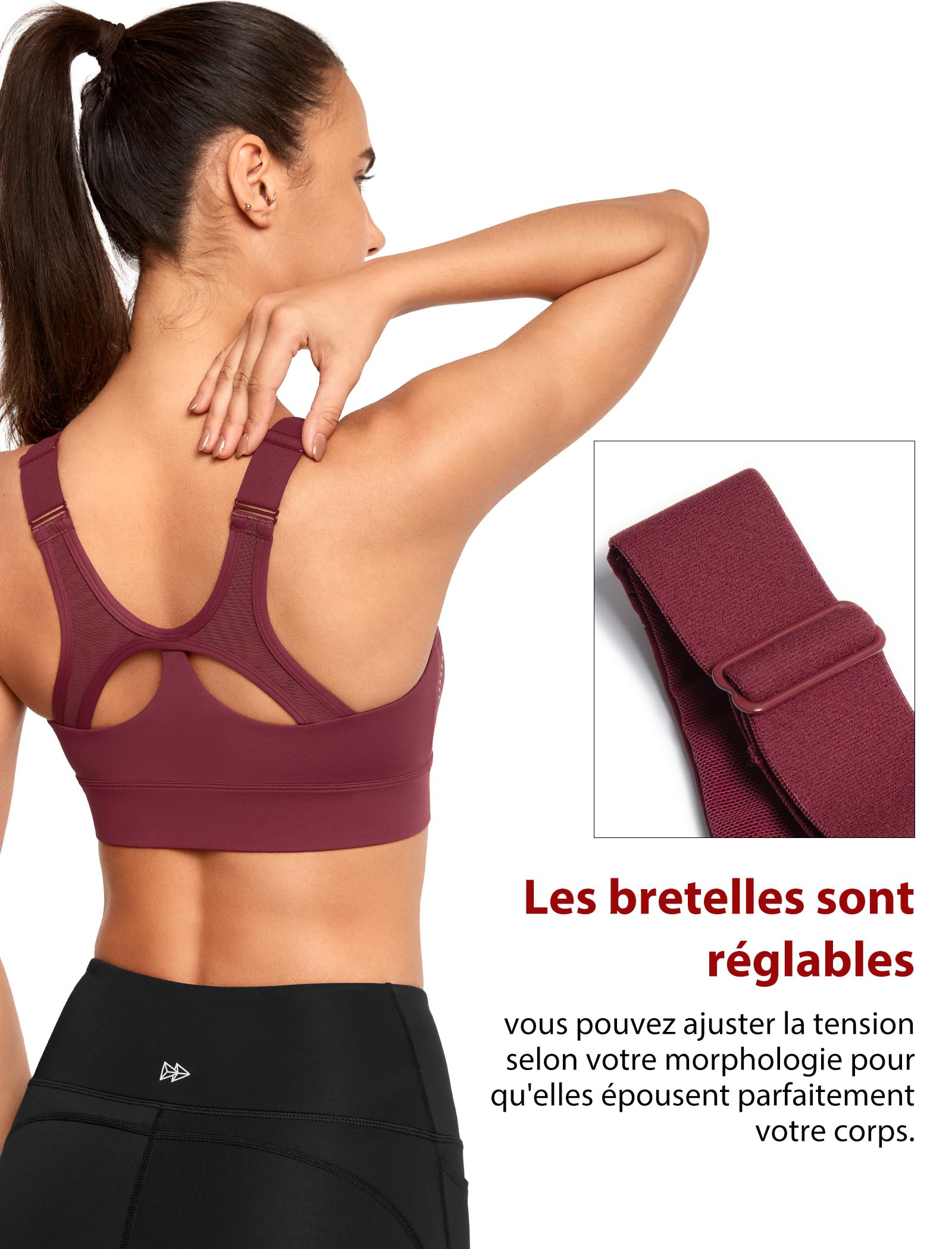 Yvette Soutien-Gorge de Sport pour Femme,Ajustable