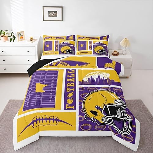 Erosebridal Sports Bedding Twin,Football Patchwork Comforter Set Gridiron Field 