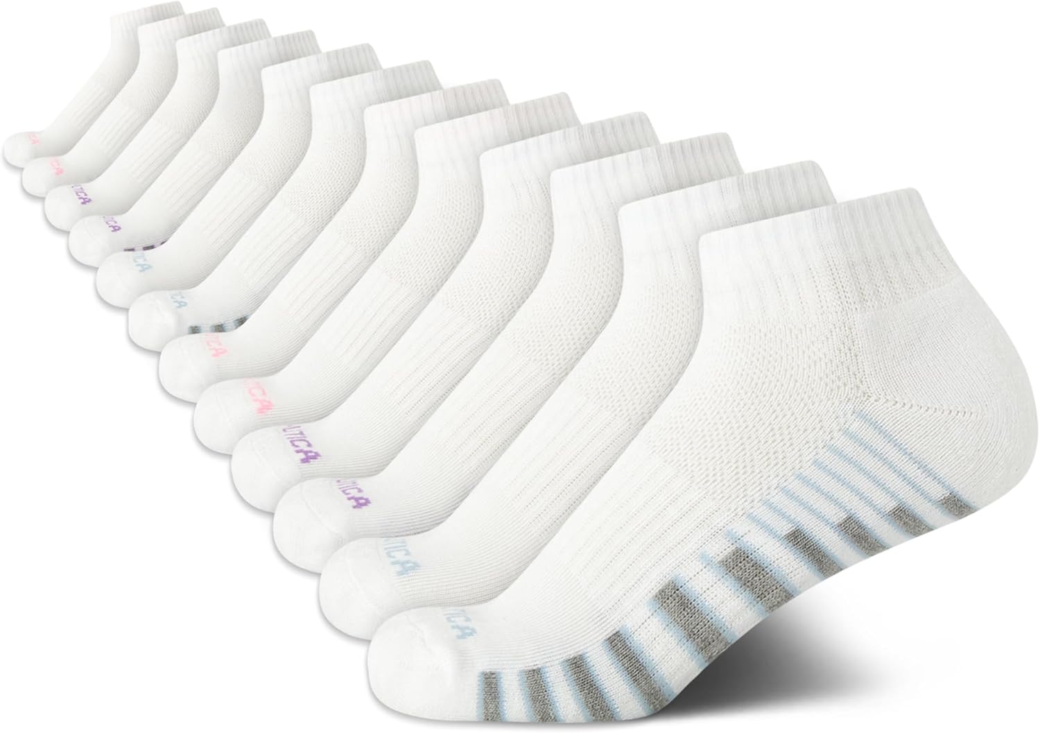 Nautica Womens Quarter Socks - 12 Pack Moisture Control Cushioned Athletic Socks for Women for Sport & Gym Wear (Size: 4-10)