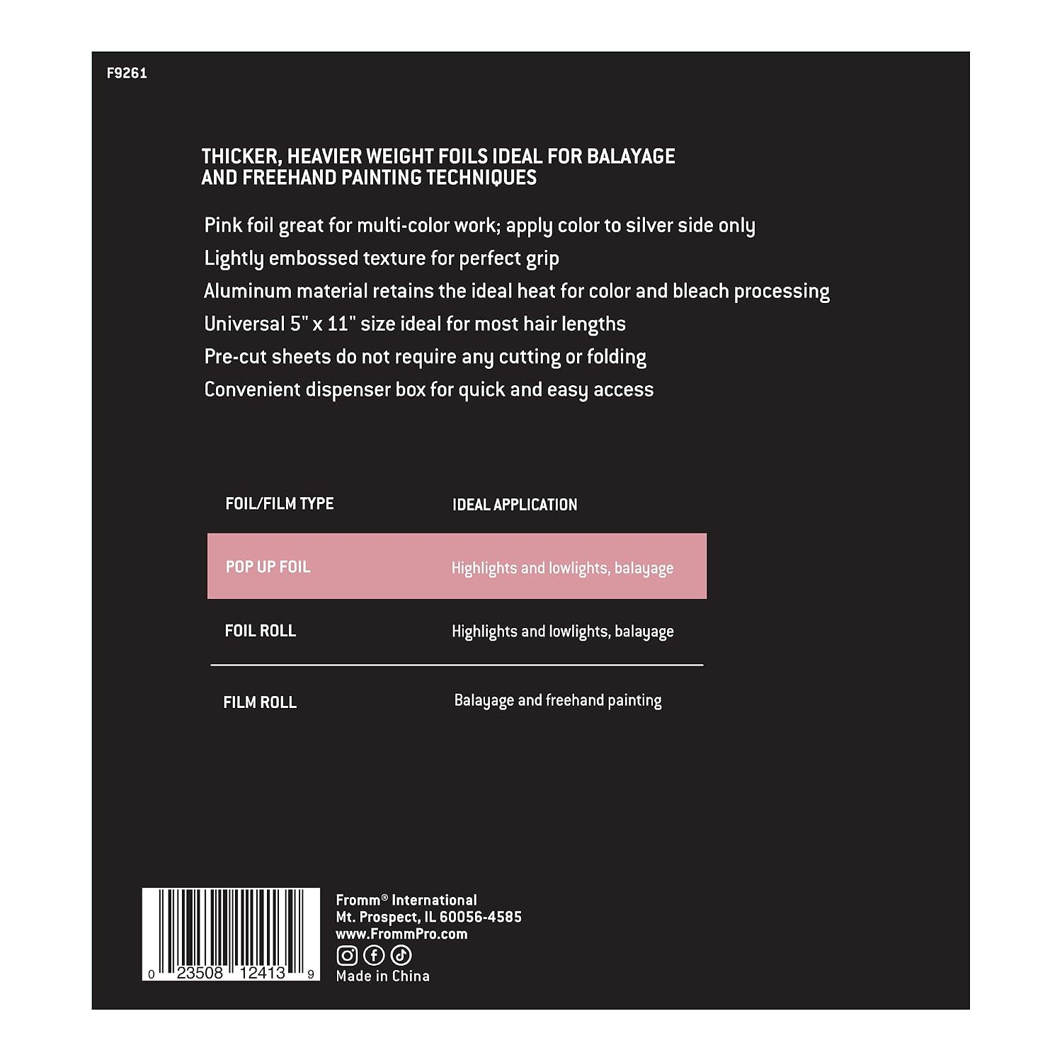 Fromm Pop Up Hair Foils, Light Pink Foils, Cosmetology Supplies, Hairstylist Essentials, Lightweight, Ideal for Highlighting and Coloring, Precut, 5" x 11", 500 Foil Sheets