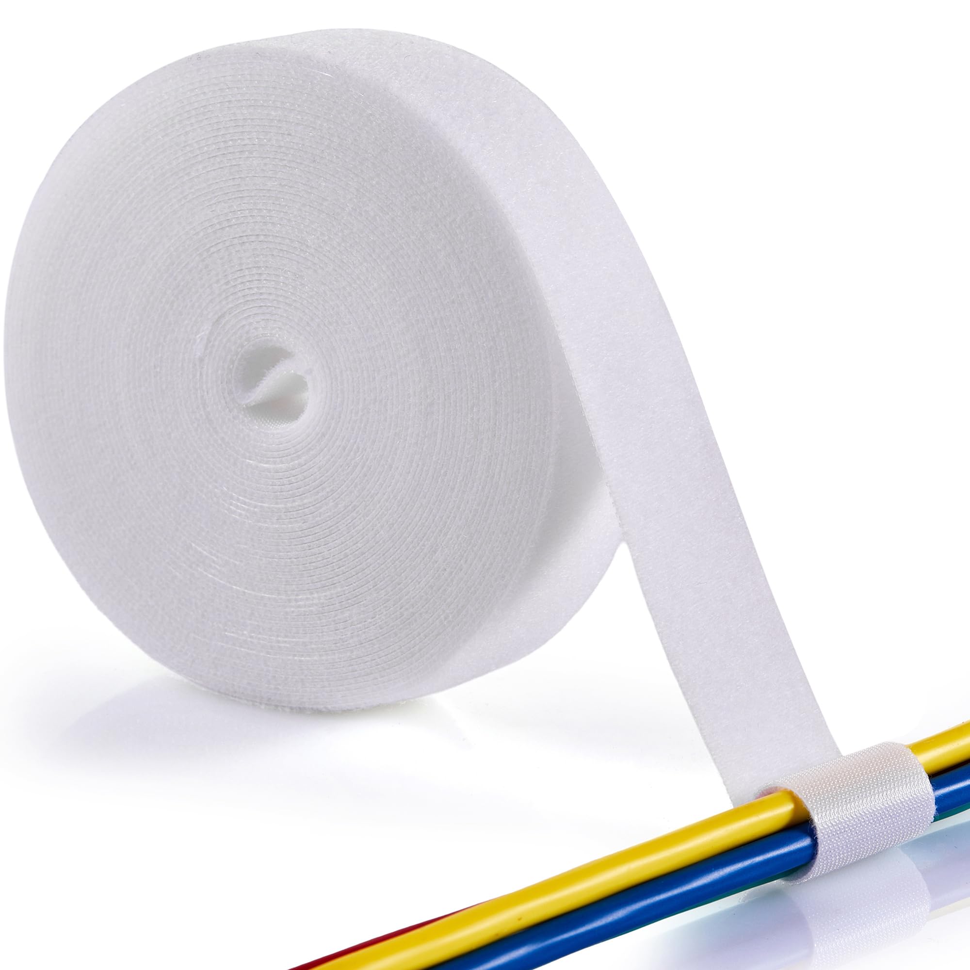 ECOHomes 1 Inch x 30 FT Double Sided Hook and Loop Roll Tape - Two Sided, Self Stick, Reusable Cable Ties Wrap for Cable Management, Heavy Duty