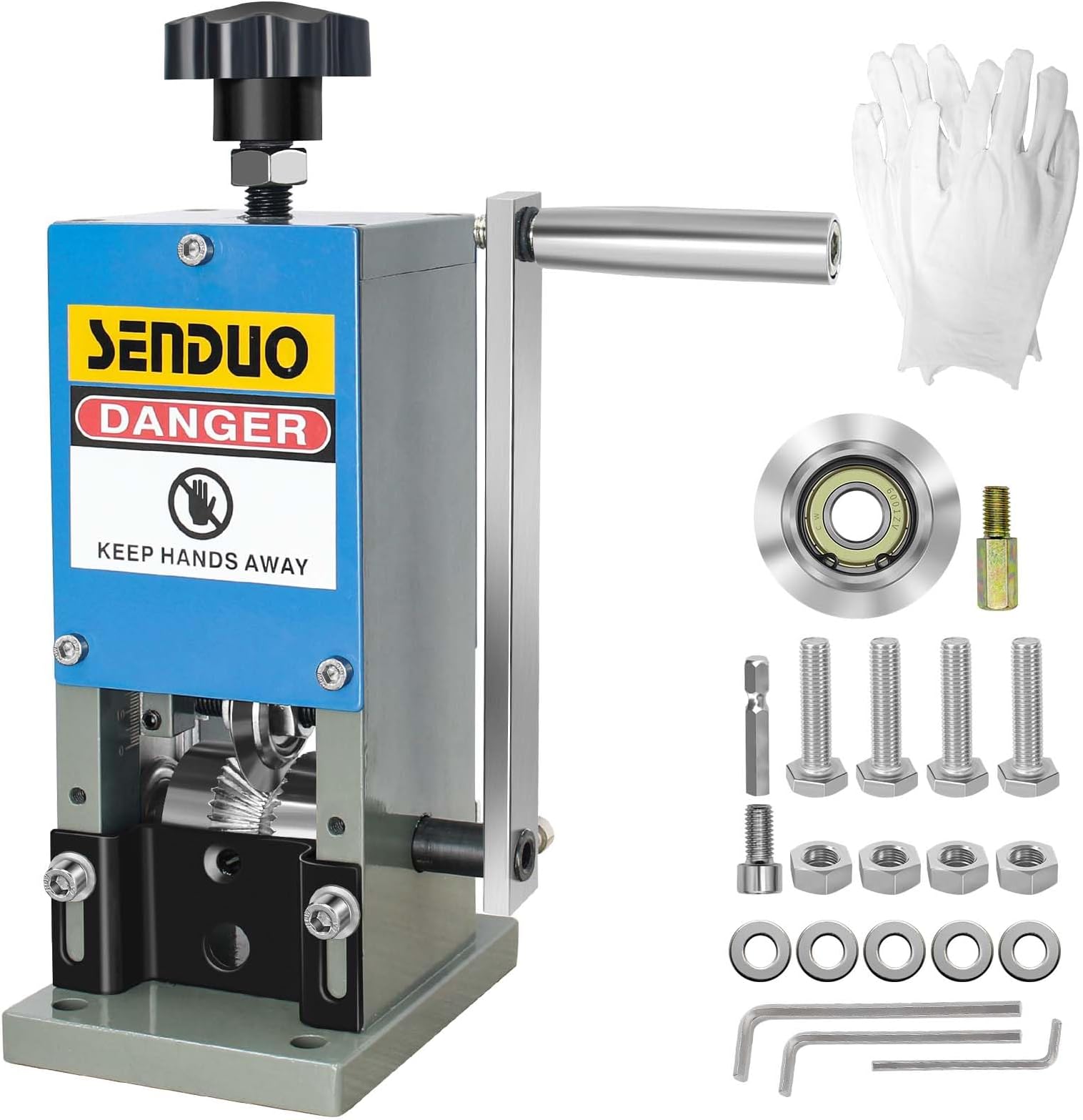 Manual Wire Stripping Machine Speed 50FT/MIN Wire Stripper Machine Wire Gauge Range 0.06-1inch Portable Copper Wire Peeler Machine Two Blades Included for Scrap Copper Wire Cable Stripping