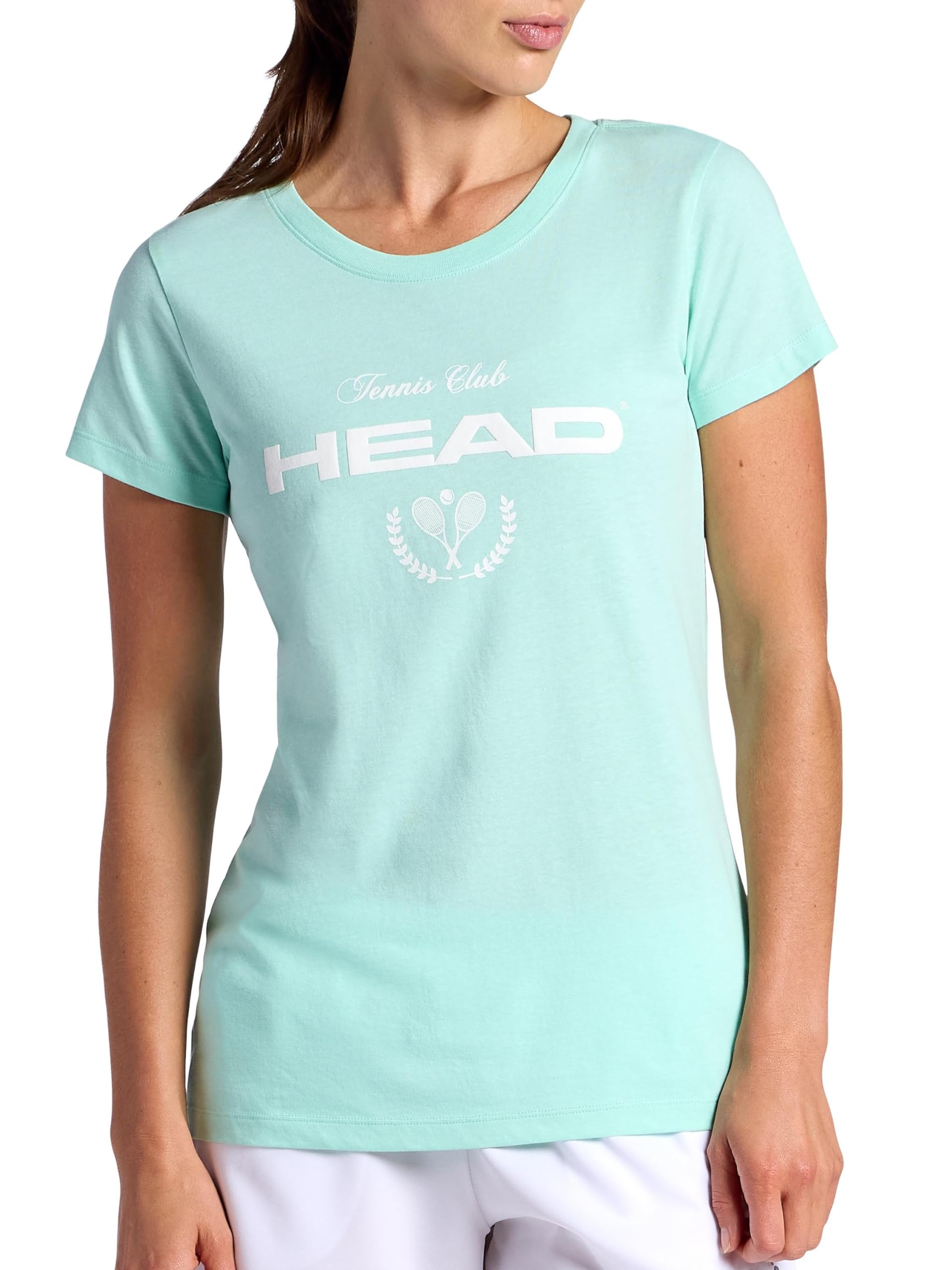 Women's Tennis Graphic Crewneck T-Shirt, Relaxed Fit, Lightweight and Breathable Cotton-Poly Material
