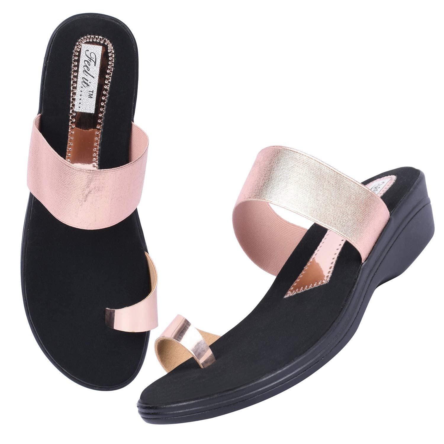 Feel it Fabric Comfort Wear Wedge Heels for Womens & Girls A-1016-ROSE-GOLD-40 (B08FYP1FHK) Amazon Price History, Amazon Price Tracker