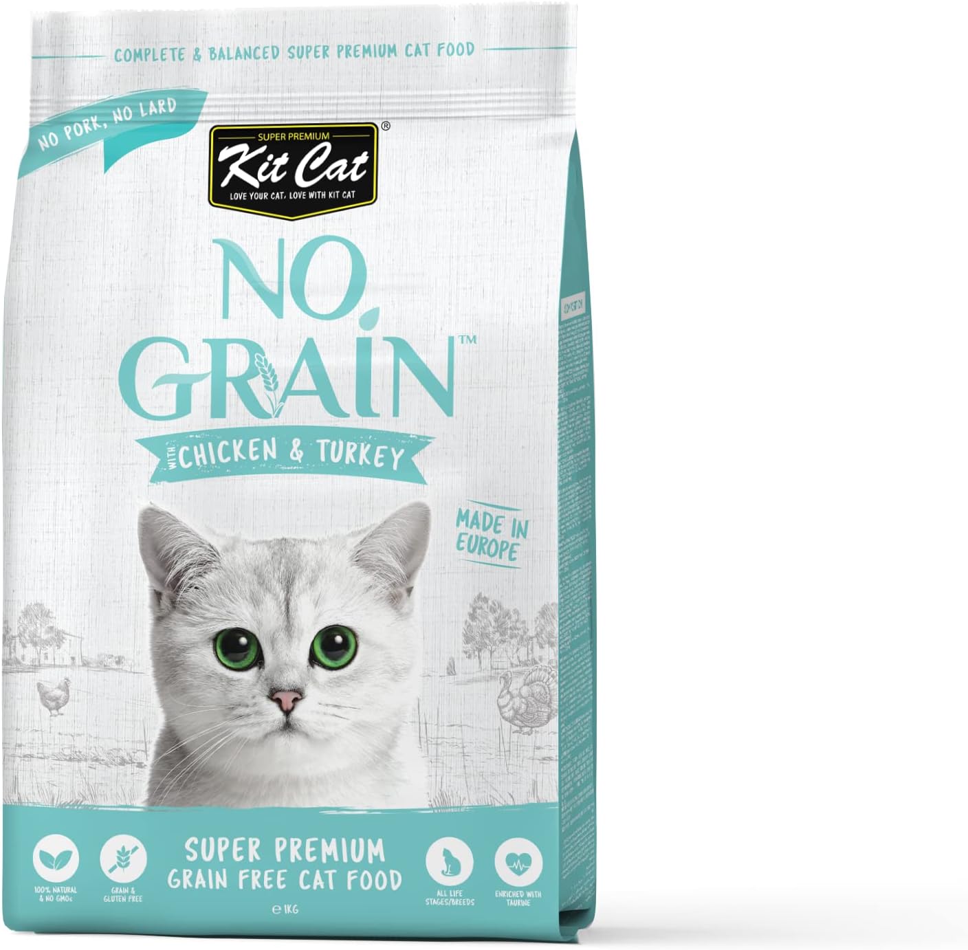 Kit Cat No Grain Super Premium Cat Food with Chicken & Turkey 1kg