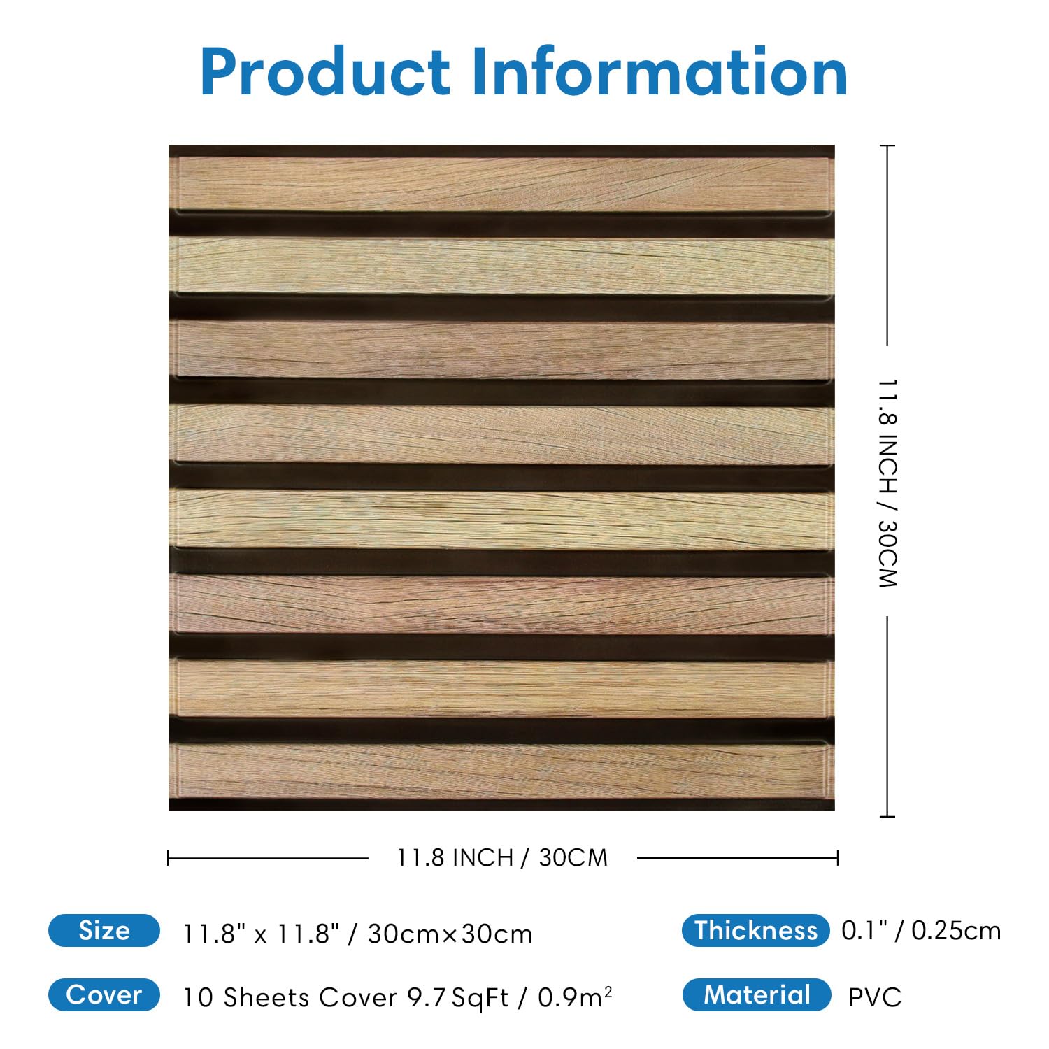 COMSTICKC Pannelli Murali 3d Adesivi Effetto Legno, 10 Pezzi 30x30 cm, Vinatura Legno Scuro, Pannelli Murali In PVC Legno Per Decorativi Pareti Interne Cucina, Bagno, Soggiorno, Impermeabile