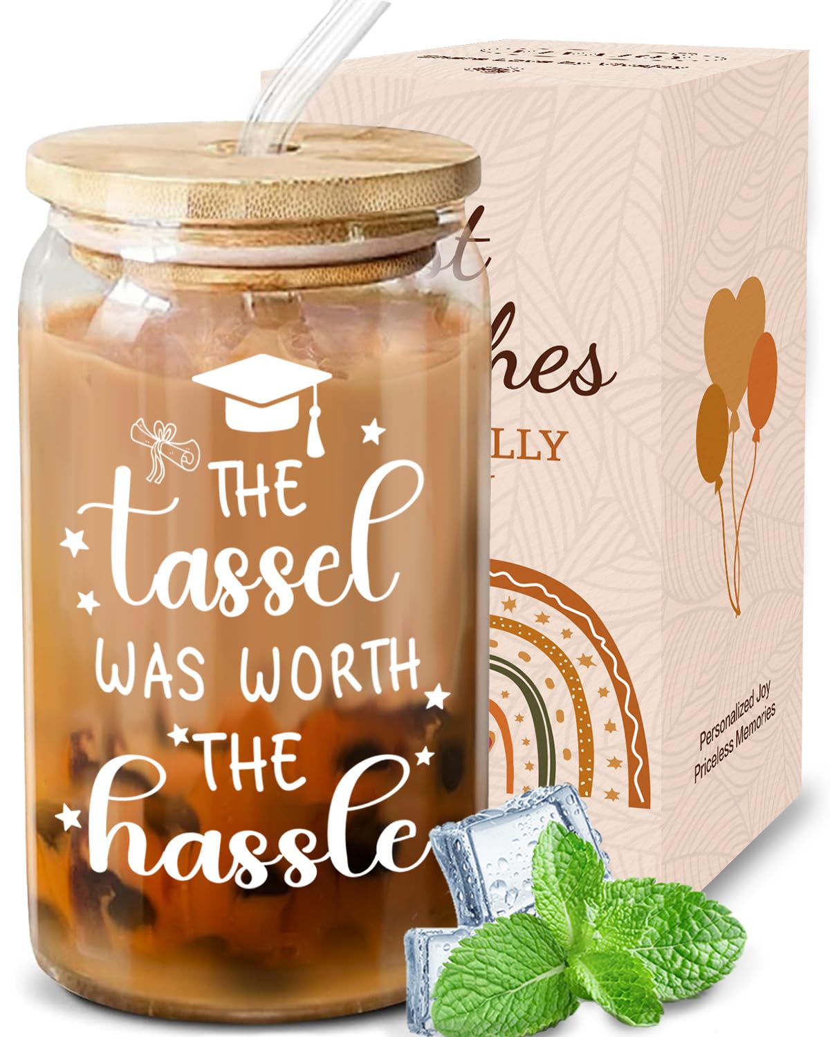 VivaJoy Graduation Gifts, Graduations Presents, Creative Novelty 16 Oz Glass with Cute and Intellectually Designed Patterns, Gift for Her, Daughter, Friend, Sister, Niece, Granddaughter โ image 1