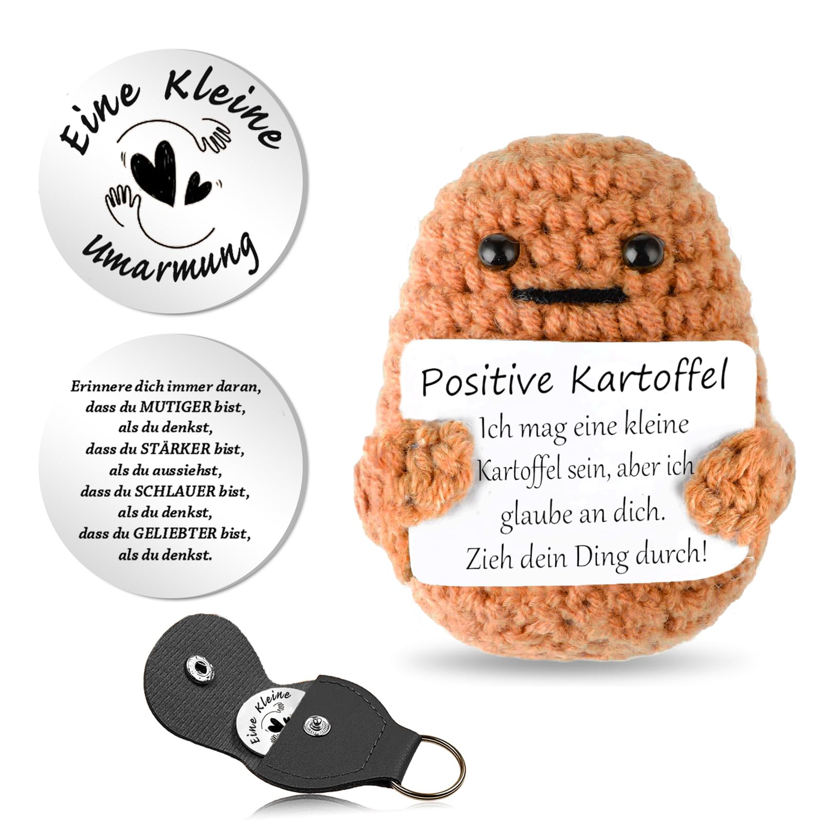 Happy Potato – Handgestrickte Glückskartoffel In Geschenkbox | Süßer Mutmacher Für Prüfungen & Schwere Tage