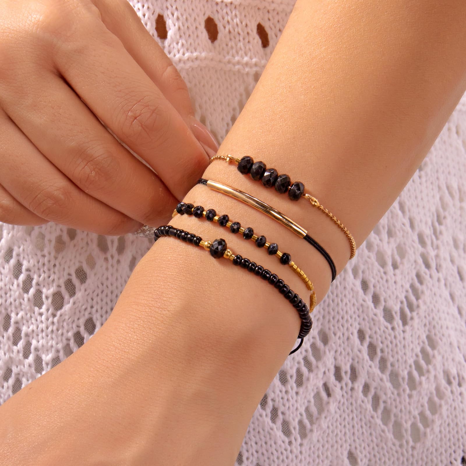 Boemia Perla Riso Perline Bracciali Set Per Le Donne Multi-Layer Stacked Link Catena Del Braccialetto Del Partito Gi