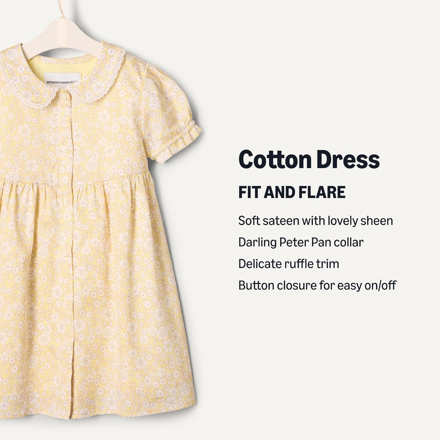 Amazon Essentials x Sofia Grainge Toddler and Baby Girls' Cotton Sateen Dress with Collar - Image 4
