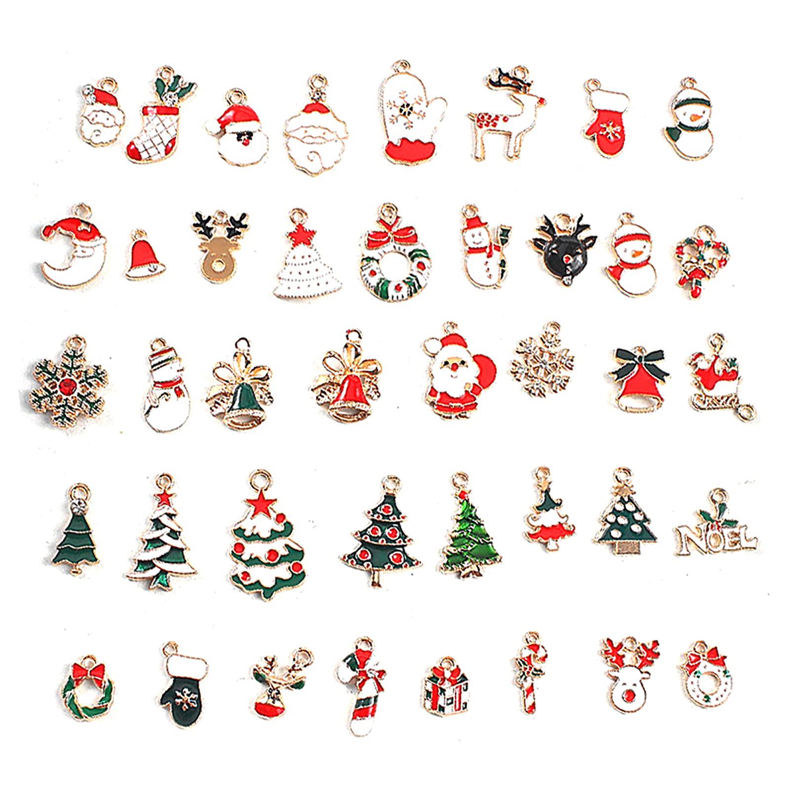 Uoeo 38 Pieces Christmas Pendant Charms - Assorted Christmas Enamel Charm Pendants DIY Jewelry Charms for Earrings Necklace Bracelet Making Crafting Supplies