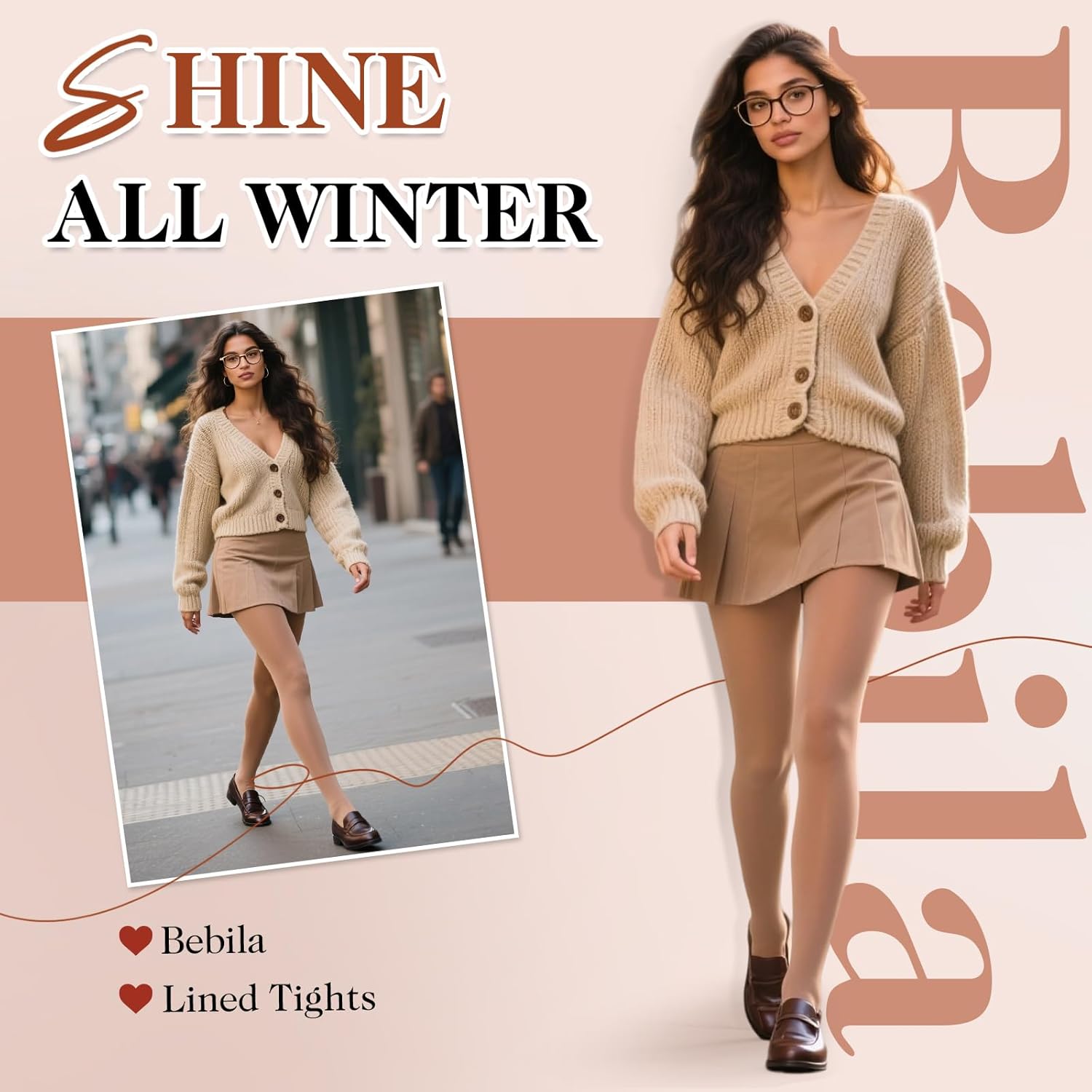 Bebila 2 Pairs Fleece Lined Tights Women Thermal Leggings Sheer Pantyhose Fake Translucent Warm Winter Tight - Image 3