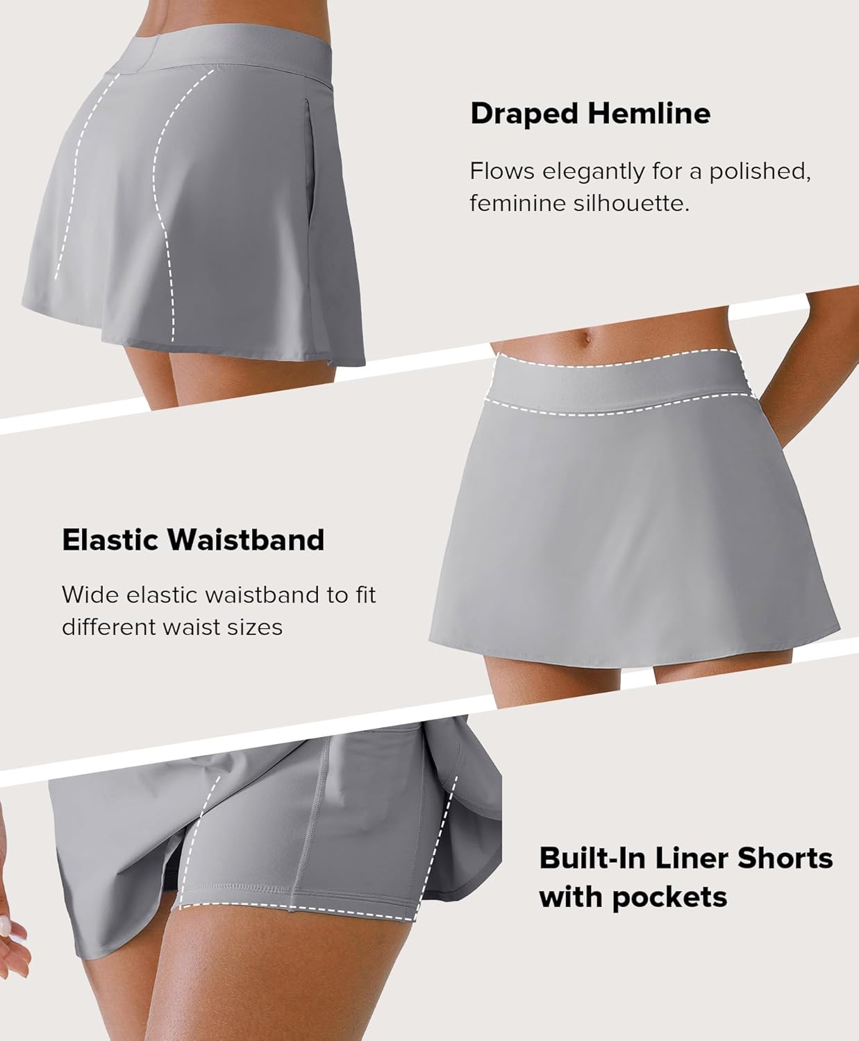 BRXL Built-in Tennis Skirts with 4 Pockets for Women A Line Golf Skorts Pickleball Athletic Casual Mini Skirts