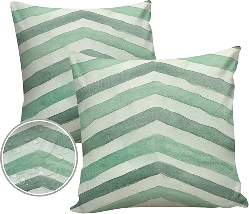 Miniatura 6 de Waterproof Throw Pillow Covers, Green Gradient Watercolor Arrow Outdoor Pillows Cushion Case, Upward Artistic Ink Throw Pillowcase for Patio Tent