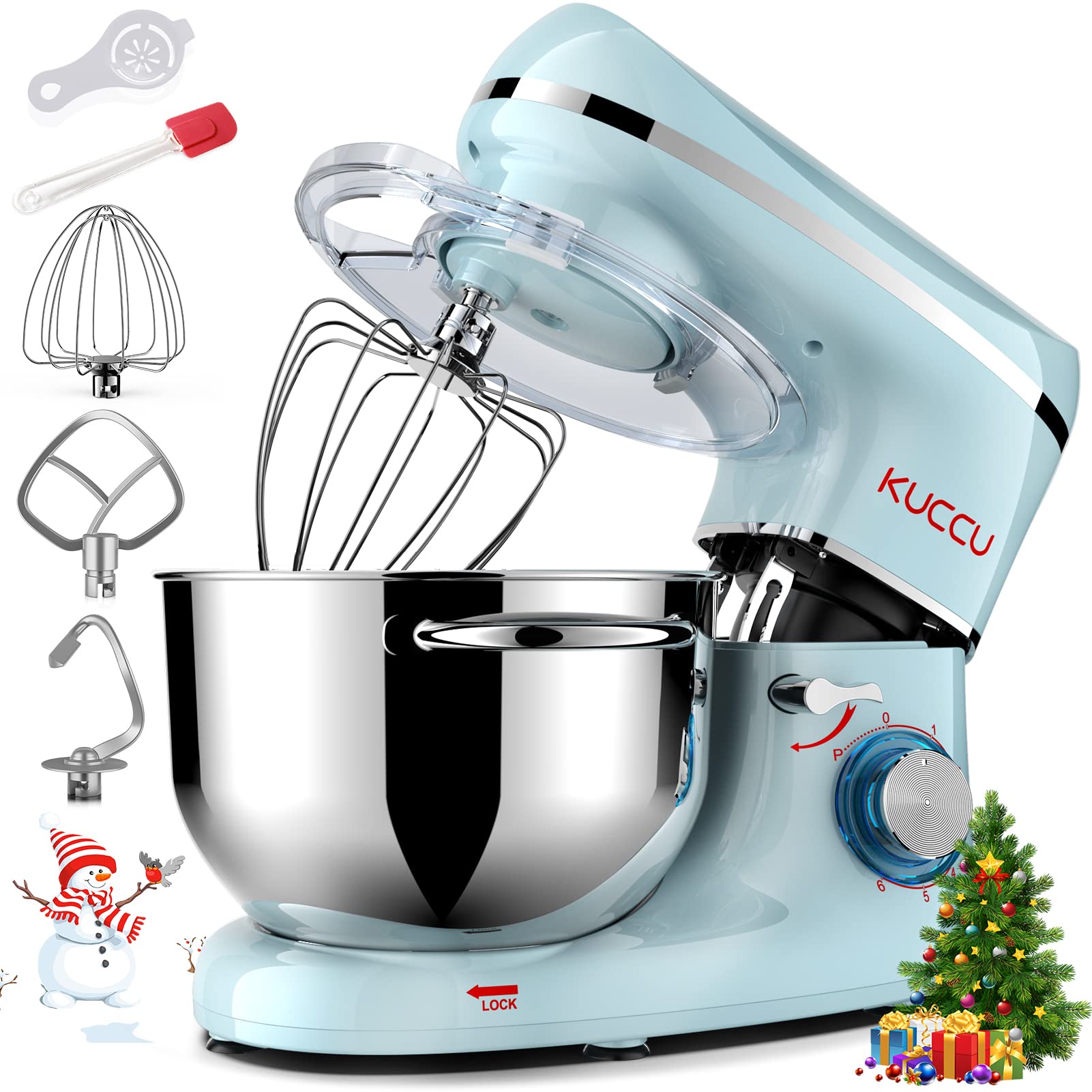 Photo 1 of **SEE NOTES/DAMAGED***
KUCCU Stand Mixer, 6.5 Qt 660W, 6-Speed Tilt-Head Food Dough Mixer, Kitchen Electric Mixer with Stainless Steel Bowl,Dough Hook,Whisk, Beater, Egg white separator (6.5-QT, Blue) 6.5-QT Blue