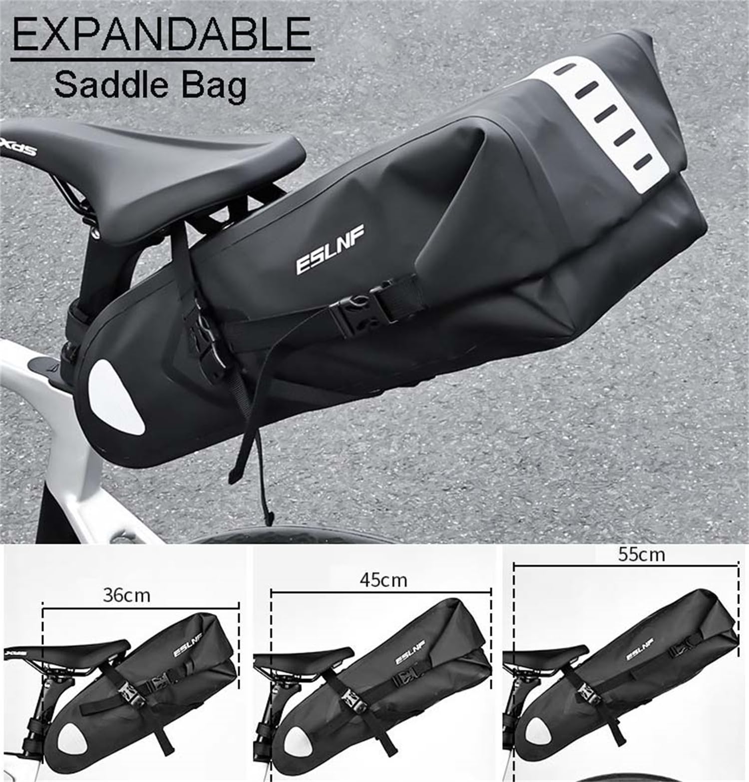 scosao Bolsa Sillin Bicicleta Impermeable Expandible Alforja Trasera para Bicicletas,12L Bolsa Asiento Trasero para MTB Bici Carretera Plegable