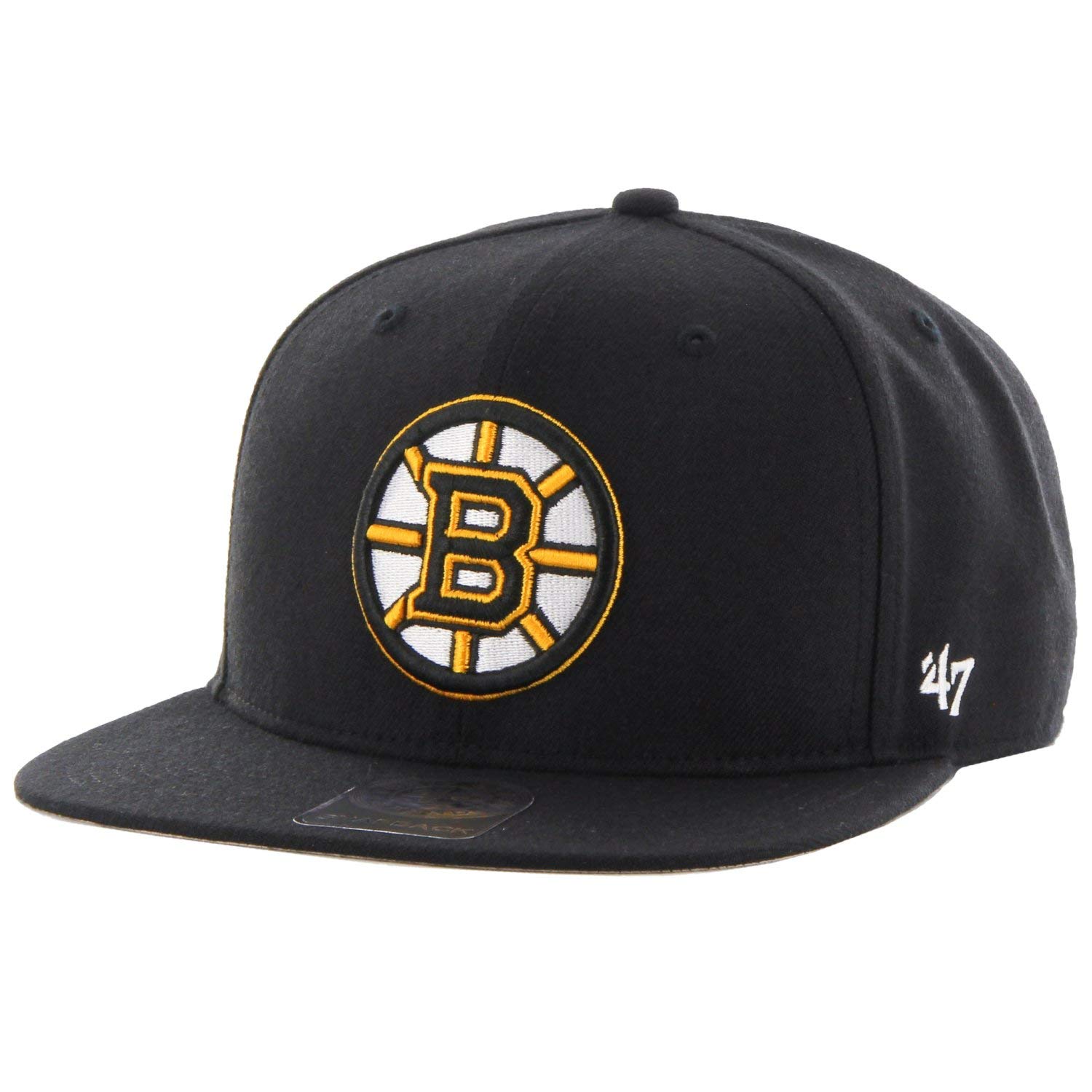 Men's Black 47 Brand Snapback Cap - Captain Boston Bruins