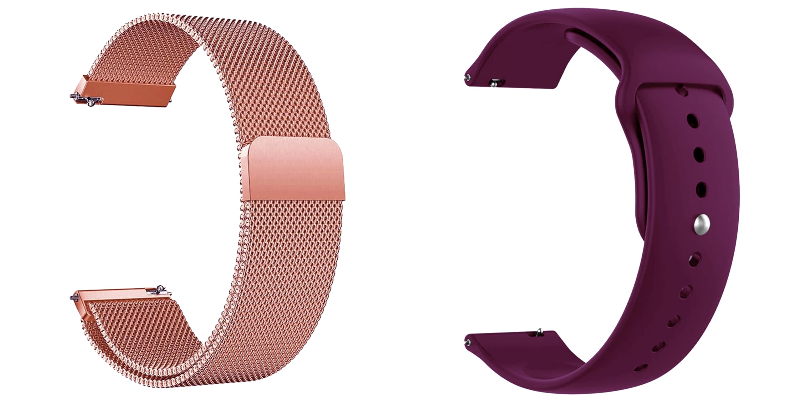 ACM Pack of 2 Watch Strap Magnetic & Silicone Belt 20mm compatible with Garmin Venu Sq 2 Smartwatch Metal Chain with Sports Band (Rose Gold Pink/Burgundy Purple)-image-37