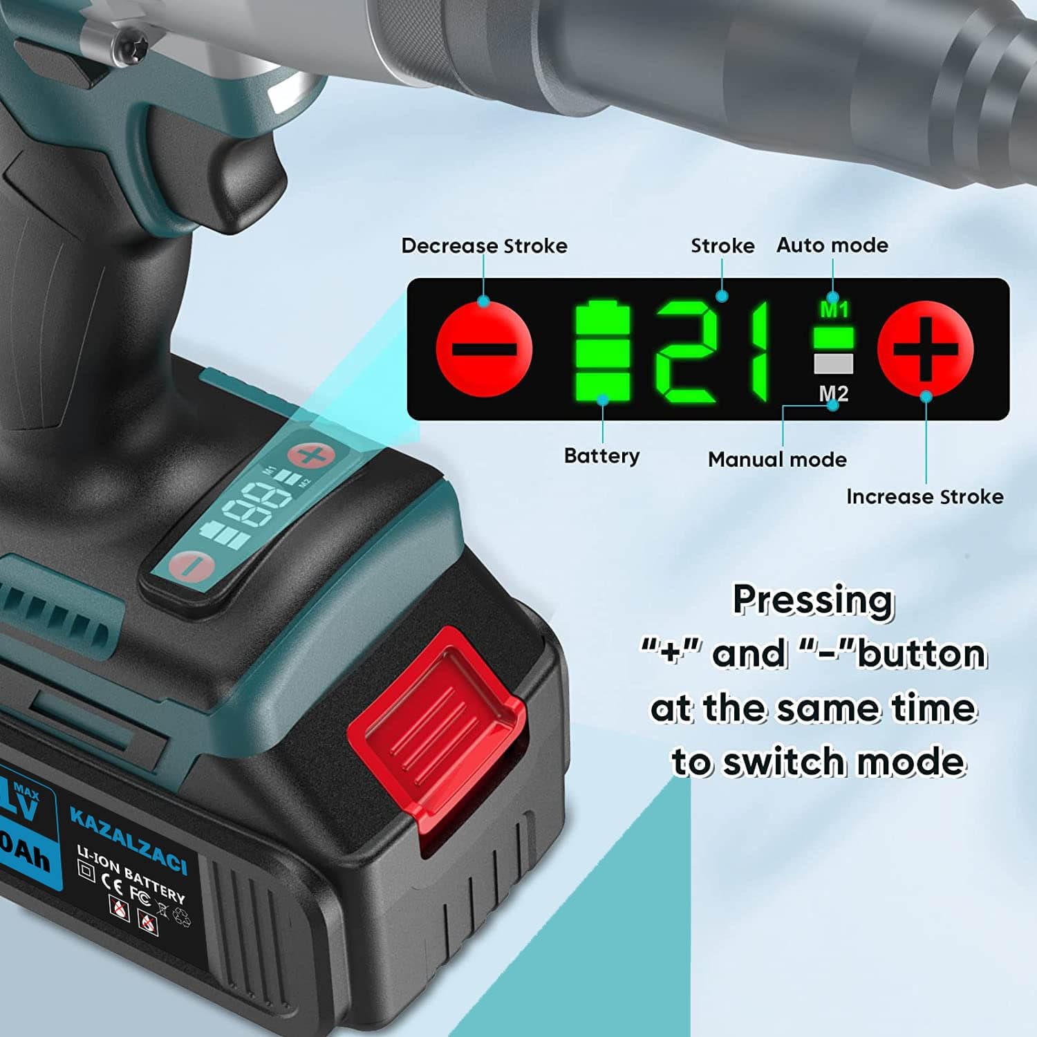 2in1 Electric Rivet/Rivet Nut Tool, Cordless Rivet Nut Gun for Nuts(1/4", 5/16", 3/8"), Battery Powered Pop Rivet Gun for Blind Rivets(1/8“, 5/32”, 3/16"), Automatic Manual Rivet, 2Pcs 5.0Ah Battery