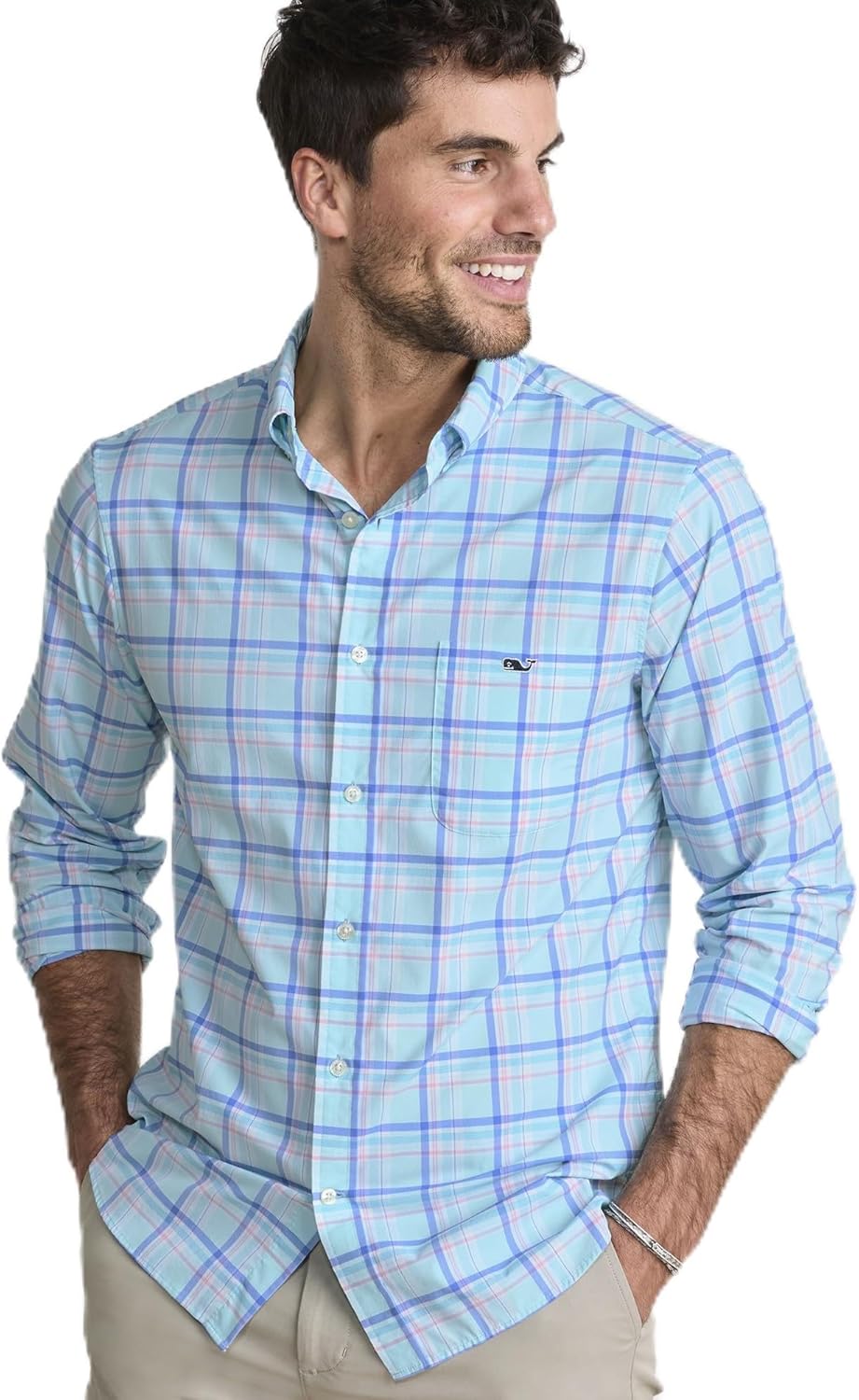 Vineyard Vines Men's Coconut Key Plaid Featherweight Performance Shirt
