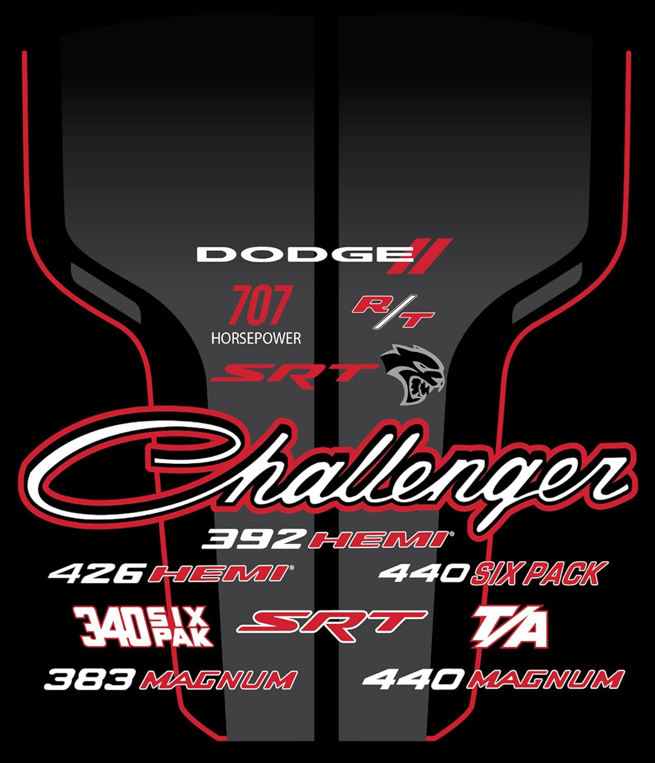 JH DESIGN GROUP Men's Dodge Challenger Collage Pullover Hoodie 2-Side Sweatshirt