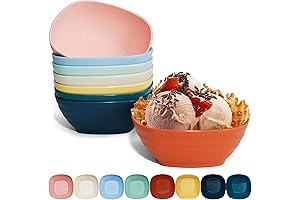 8 Pack 5.4 inch Square Plastic Snack Bowl Set, Ideal for Cereal,...