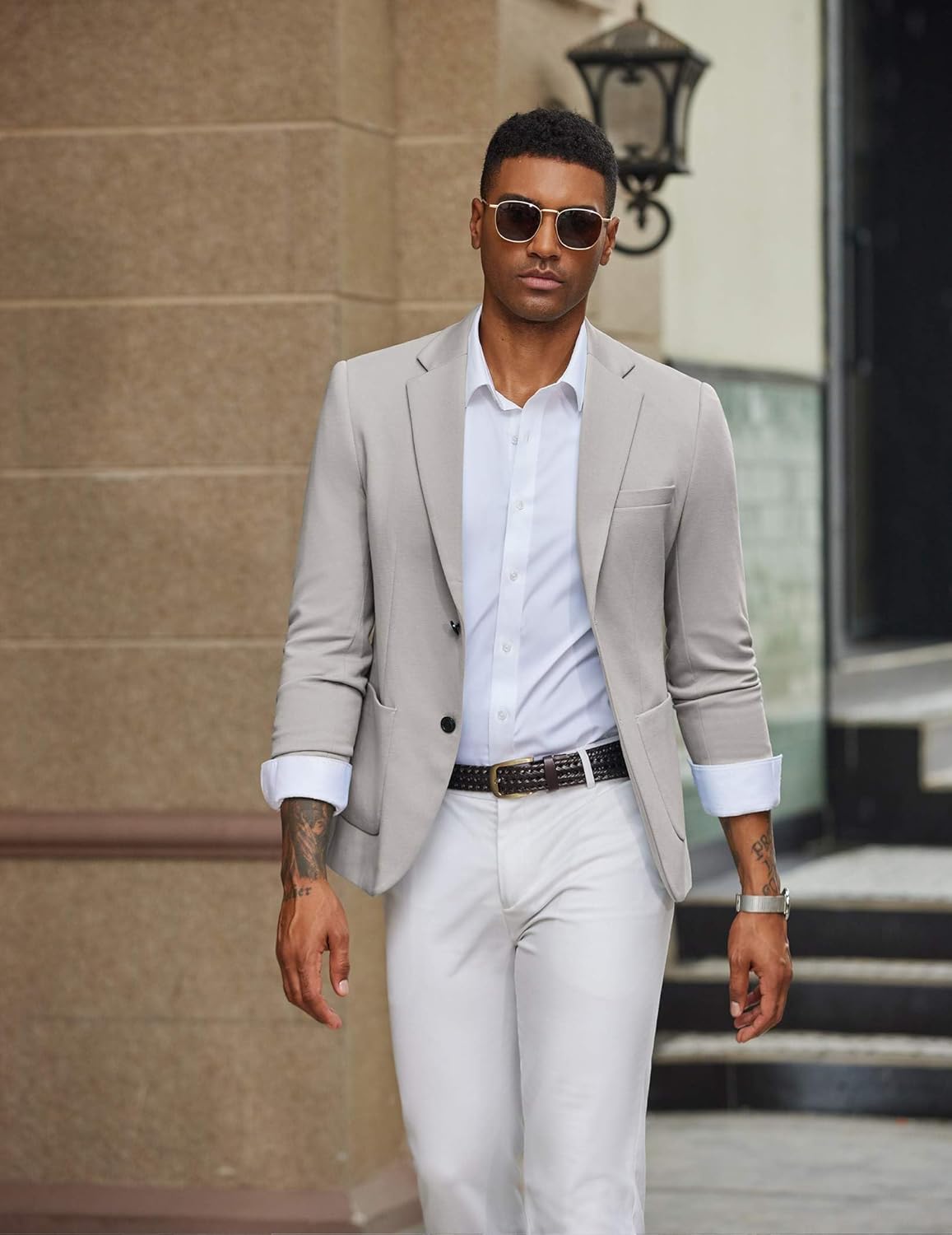 COOFANDY Men's Casual Knit Blazer Slim Fit Lightweight Sport Coat Stretch Two Button Suit Jacket - Image 2