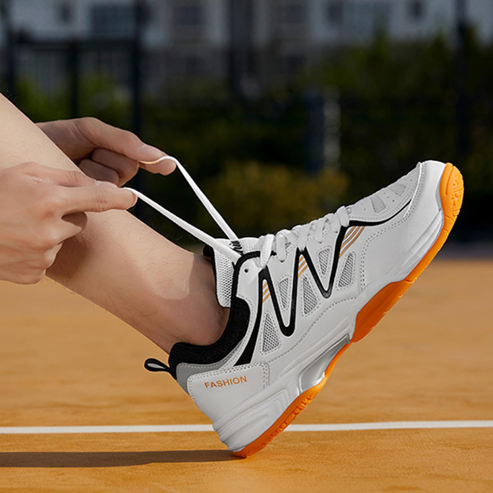 Zapatillas De Tenis Bádminton para Hombres Zapatos De Entrenamiento En La Corte Interior Anti-Slip Liviano para Voleibol De Calabaza De Raqueta,Blanco,42 EU