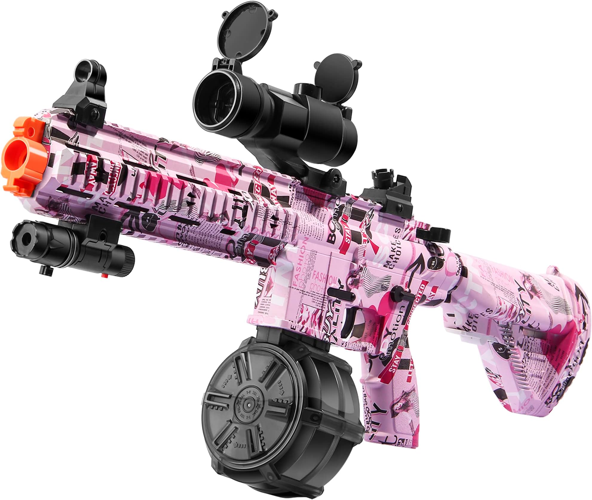 Large Gel Ball Blaster with Drum, Manual & Automatic Dual Mode Splatter Ball Blaster, for Outdoor Activities -Team Game, Pink