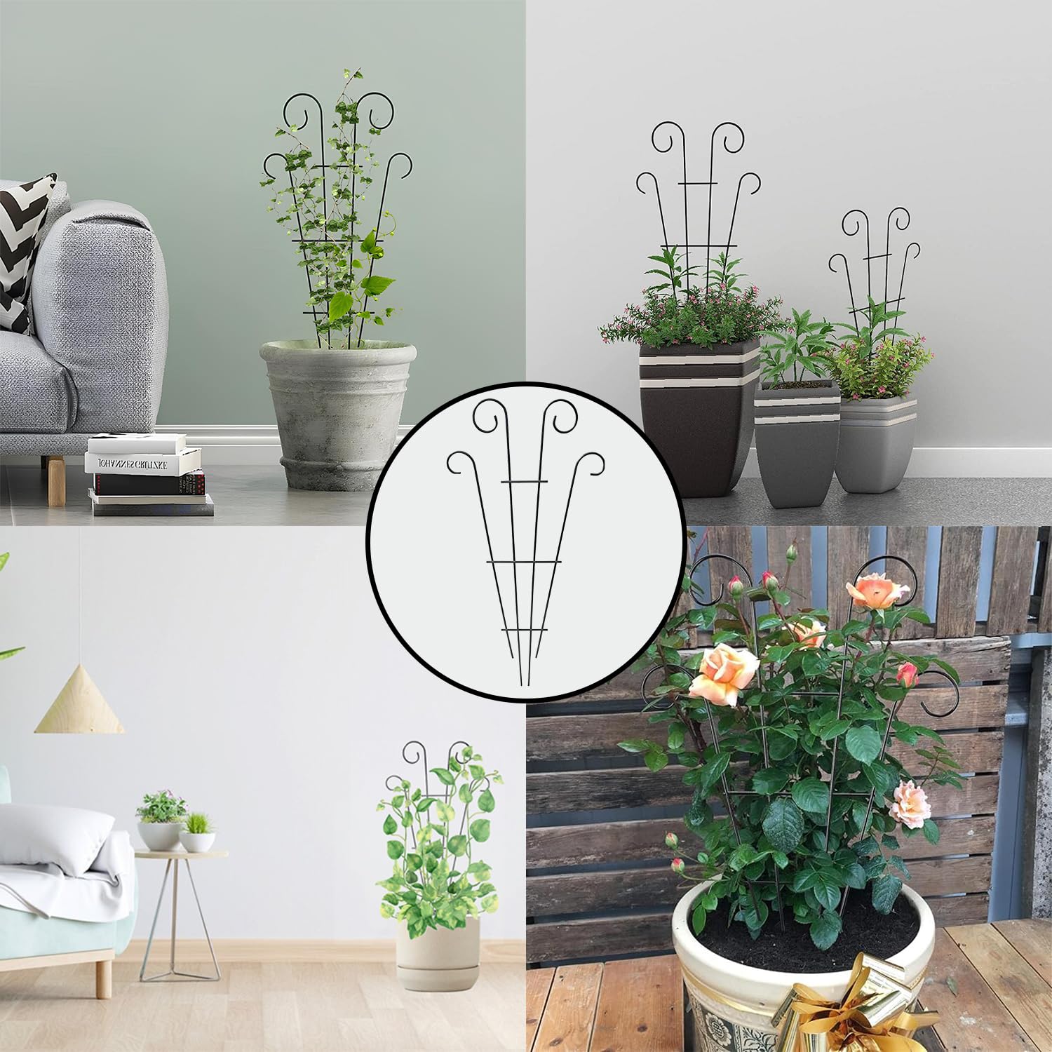3 Piezas Espaldera para Plantas Trepadoras, Enrejados De Plantas Trepadoras, Enrejado De Jardín para Plantas De Interior, Enrejado De Metal para Plantas En Maceta, Adecuado para Flores De Luna, Rosas